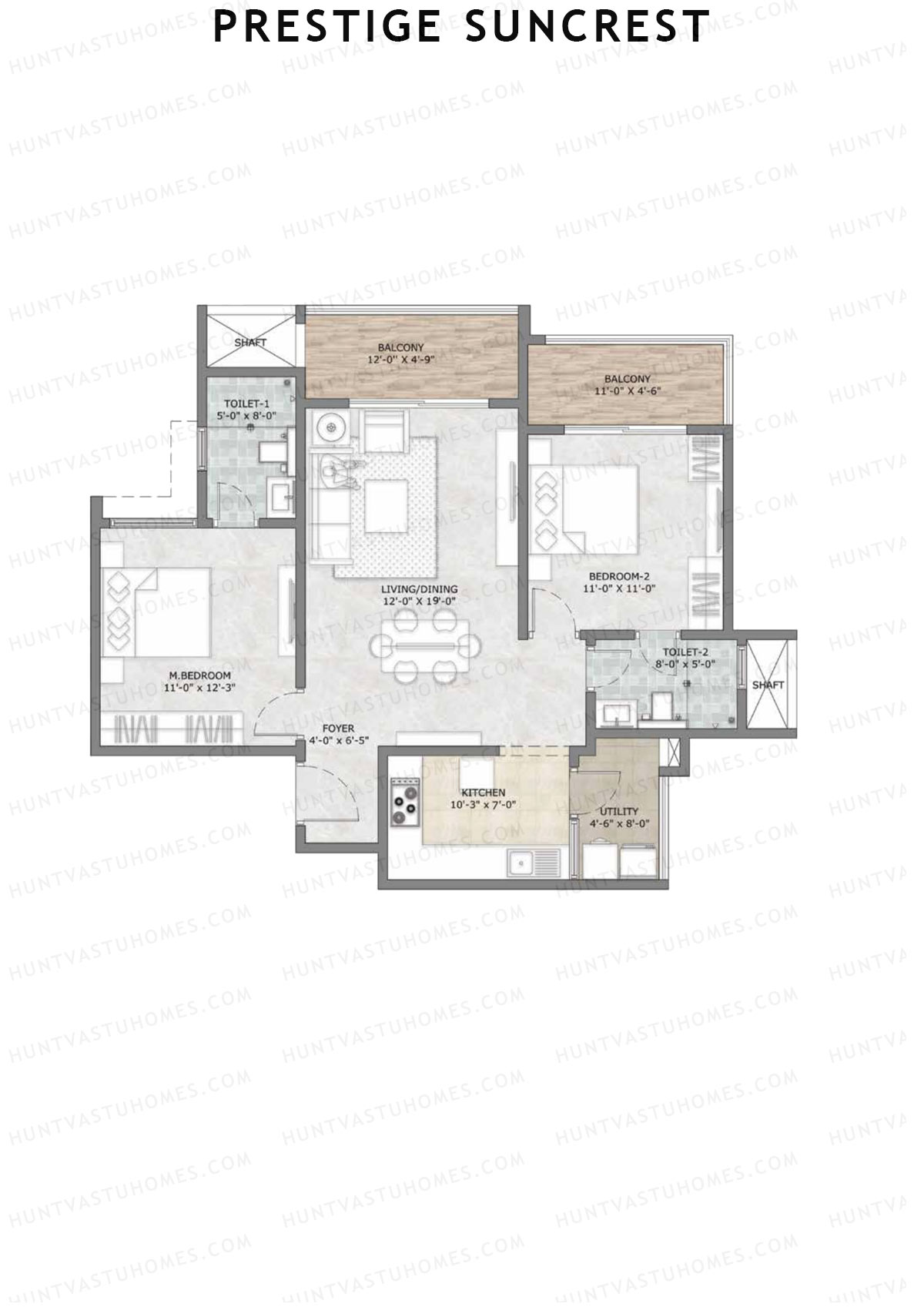 Prestige Suncrest Tower 2 Unit 4 (Type E) Floor Plan