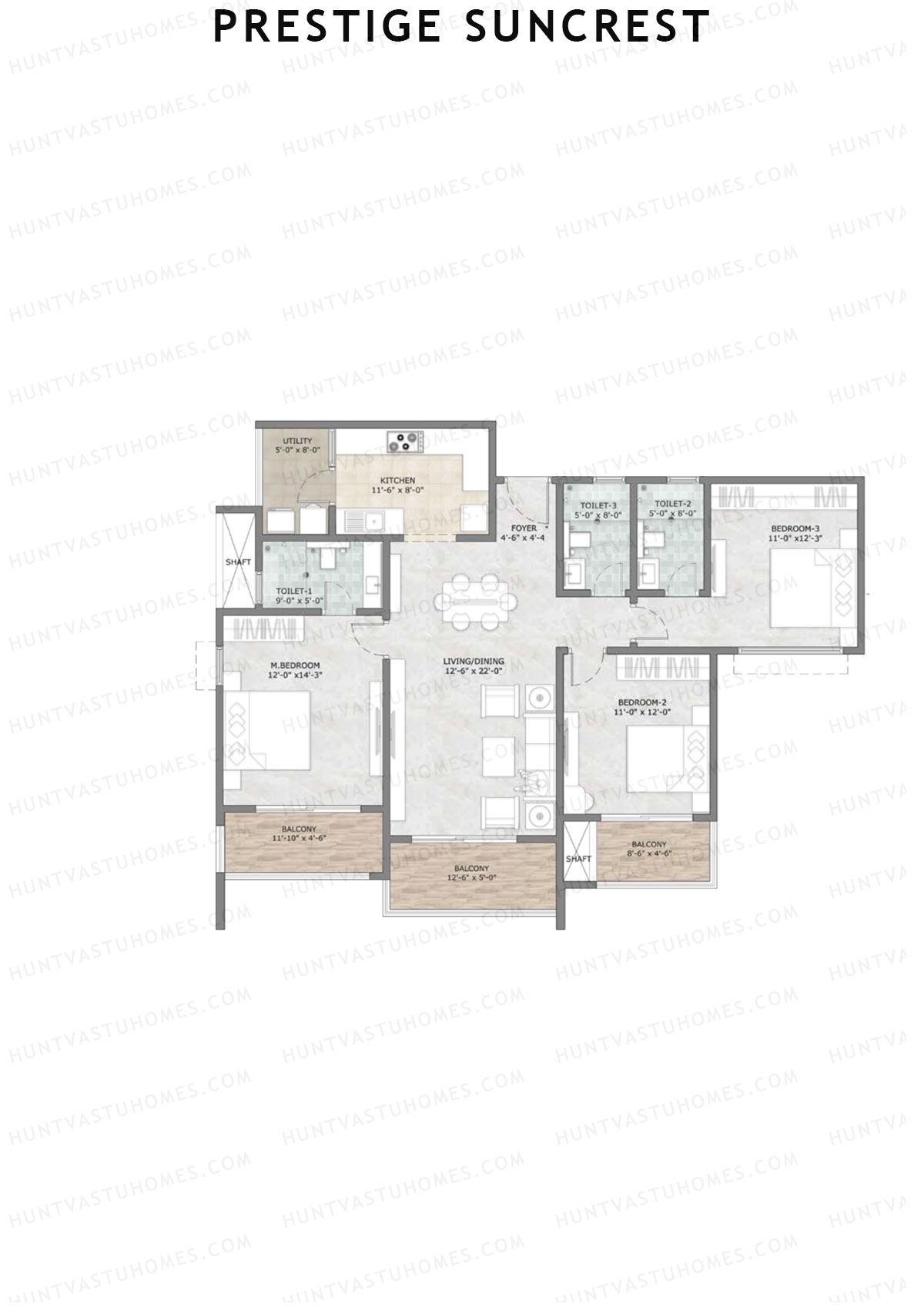 Prestige Suncrest Tower 2 Unit 5 (Type K) Floor Plan