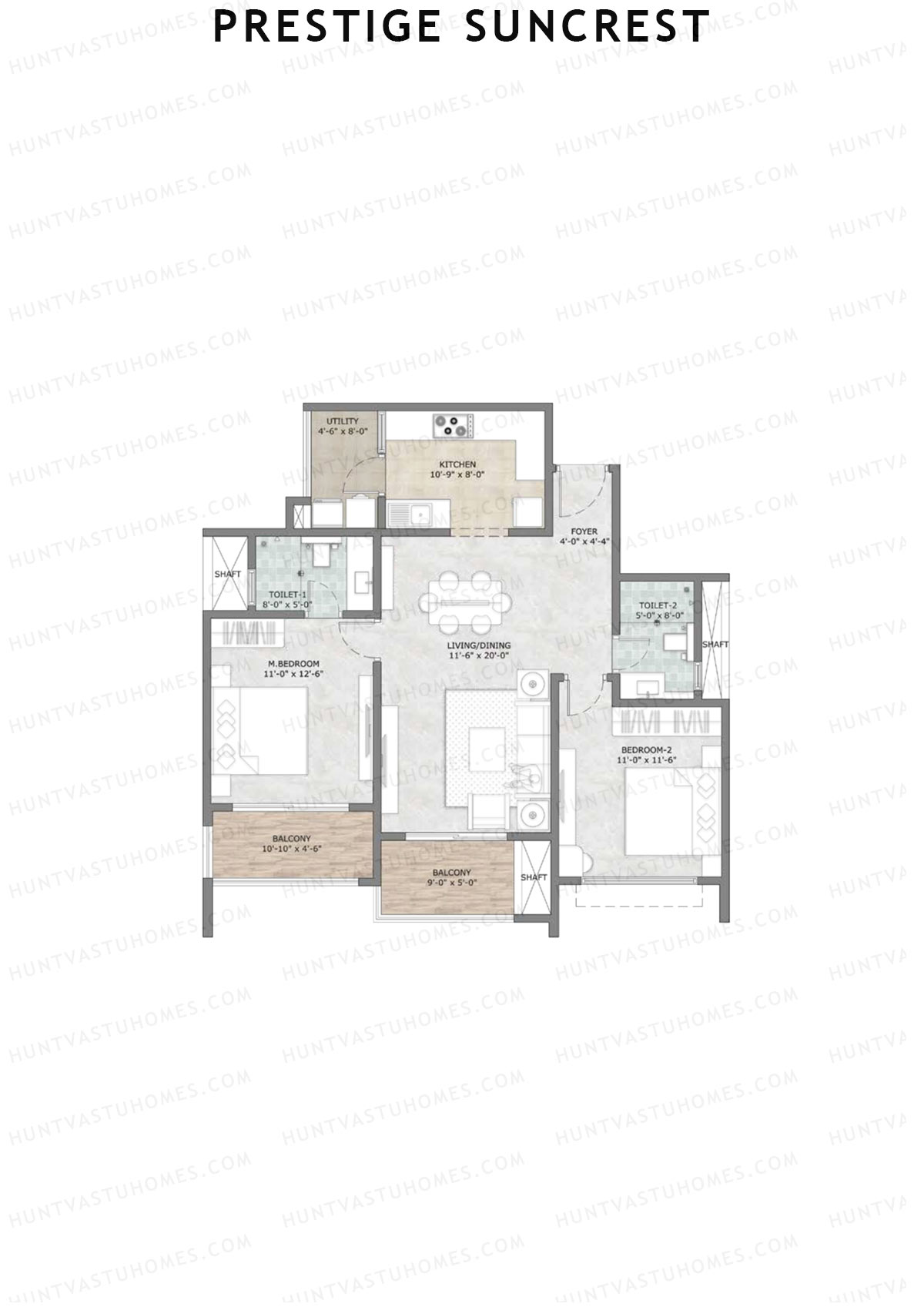 Prestige Suncrest Tower 2 Unit 7 (Type H1) Floor Plan