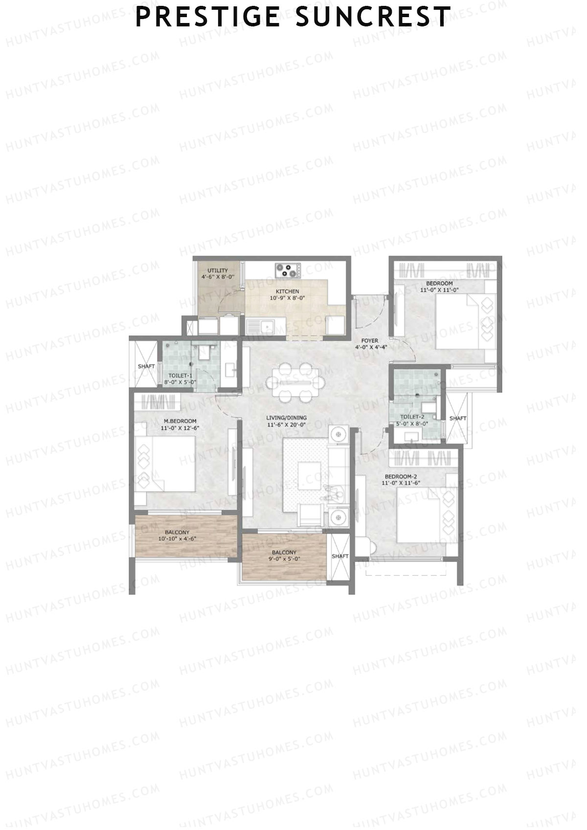 Prestige Suncrest Tower 2 Unit 7 (Type H) Floor Plan