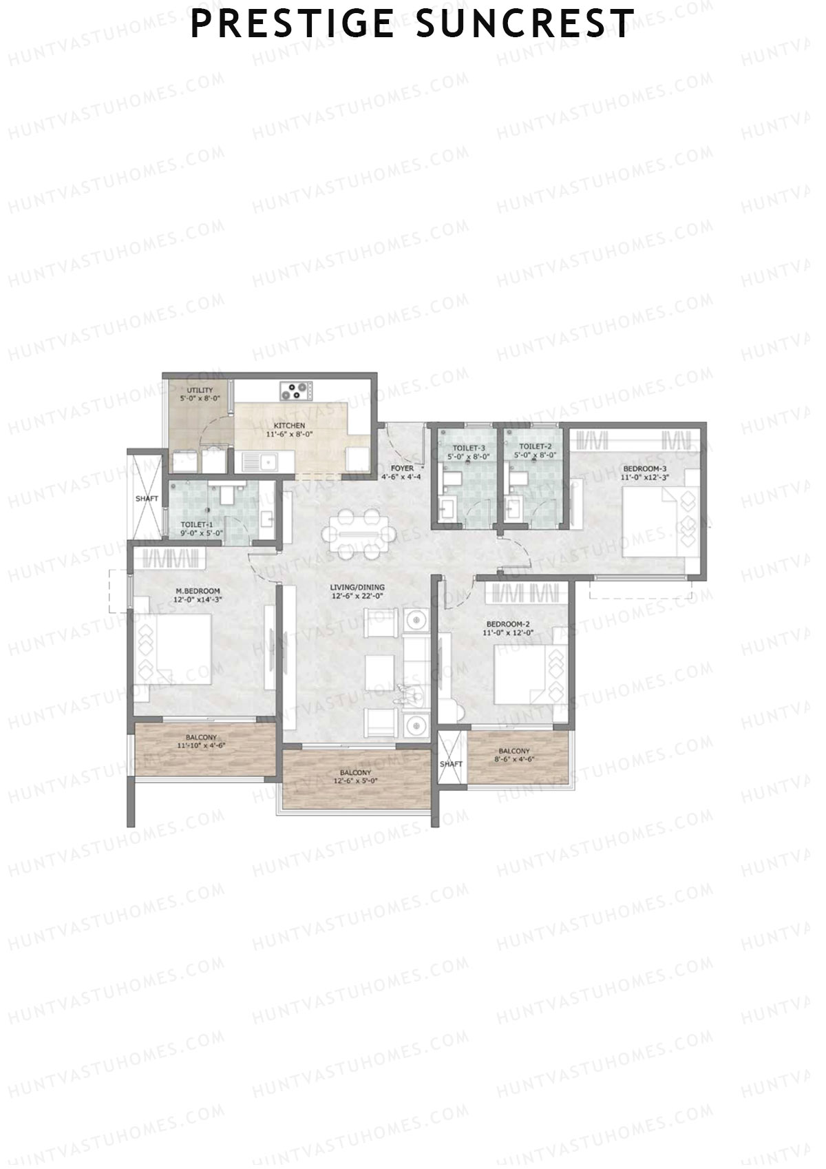 Prestige Suncrest Tower 2 Unit 8 (Type K) Floor Plan