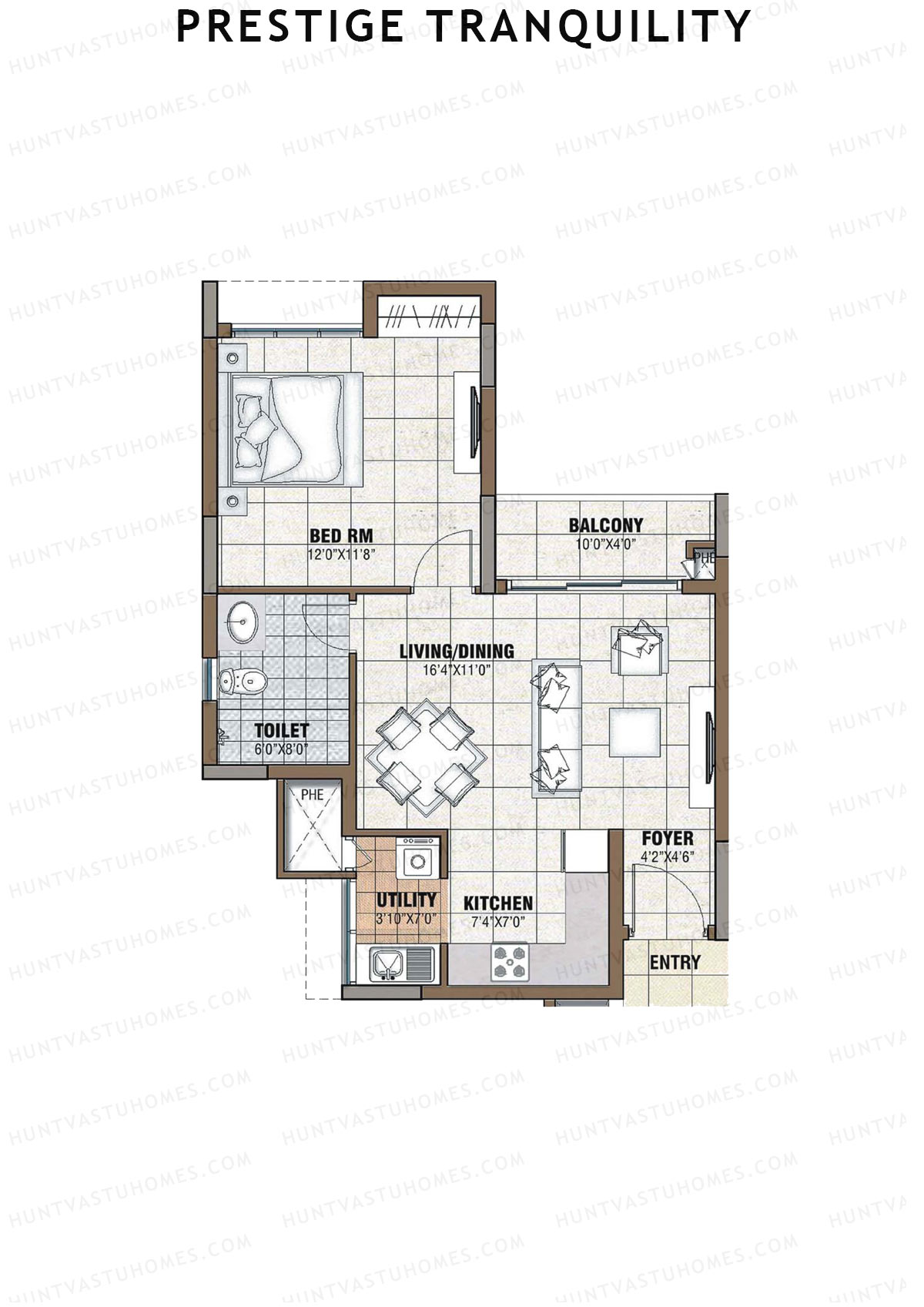 Prestige Tranquility Tower 10 Unit 1 (Type B) Floor Plan
