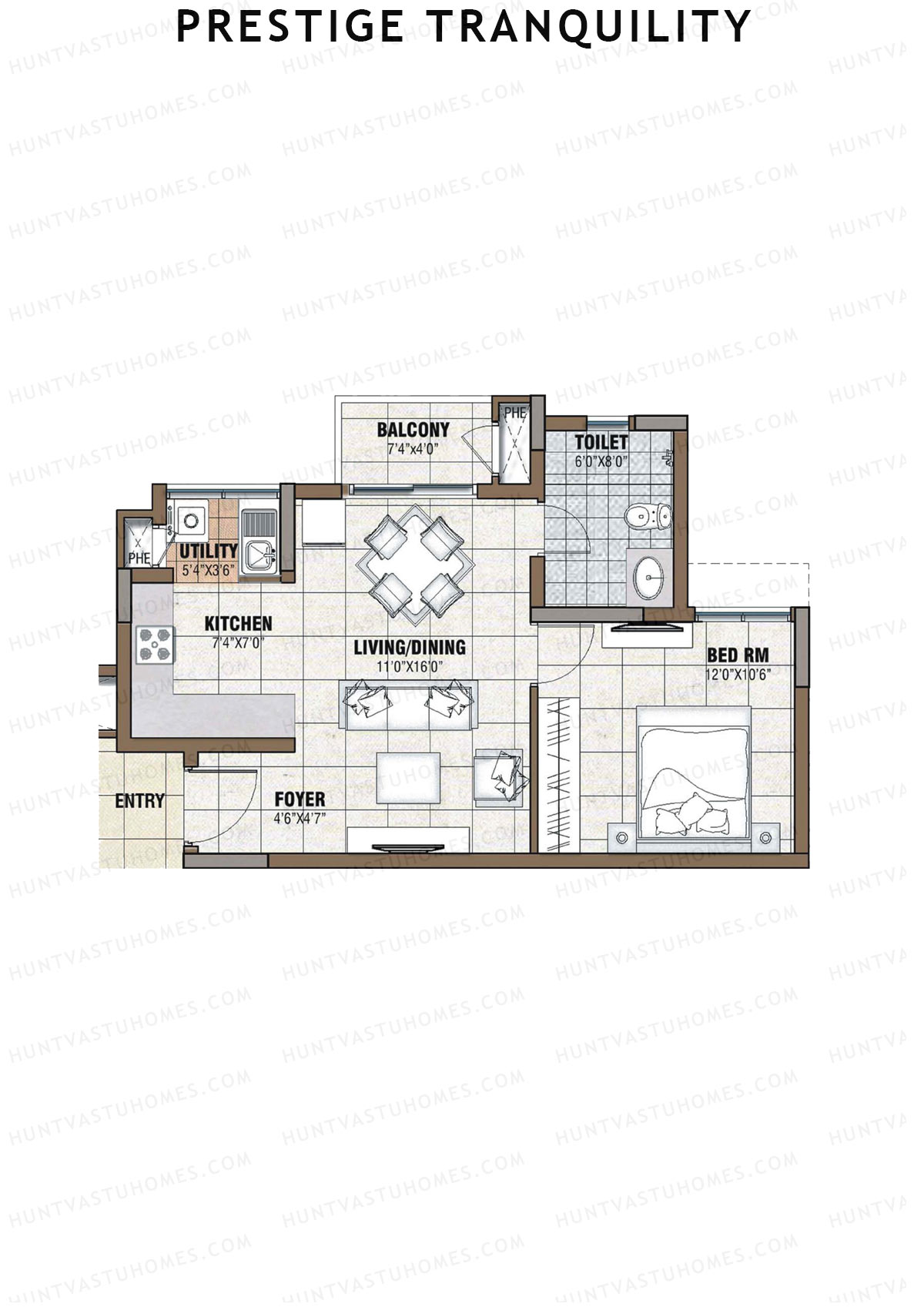 Prestige Tranquility Tower 10 Unit 3 (Type A) Floor Plan