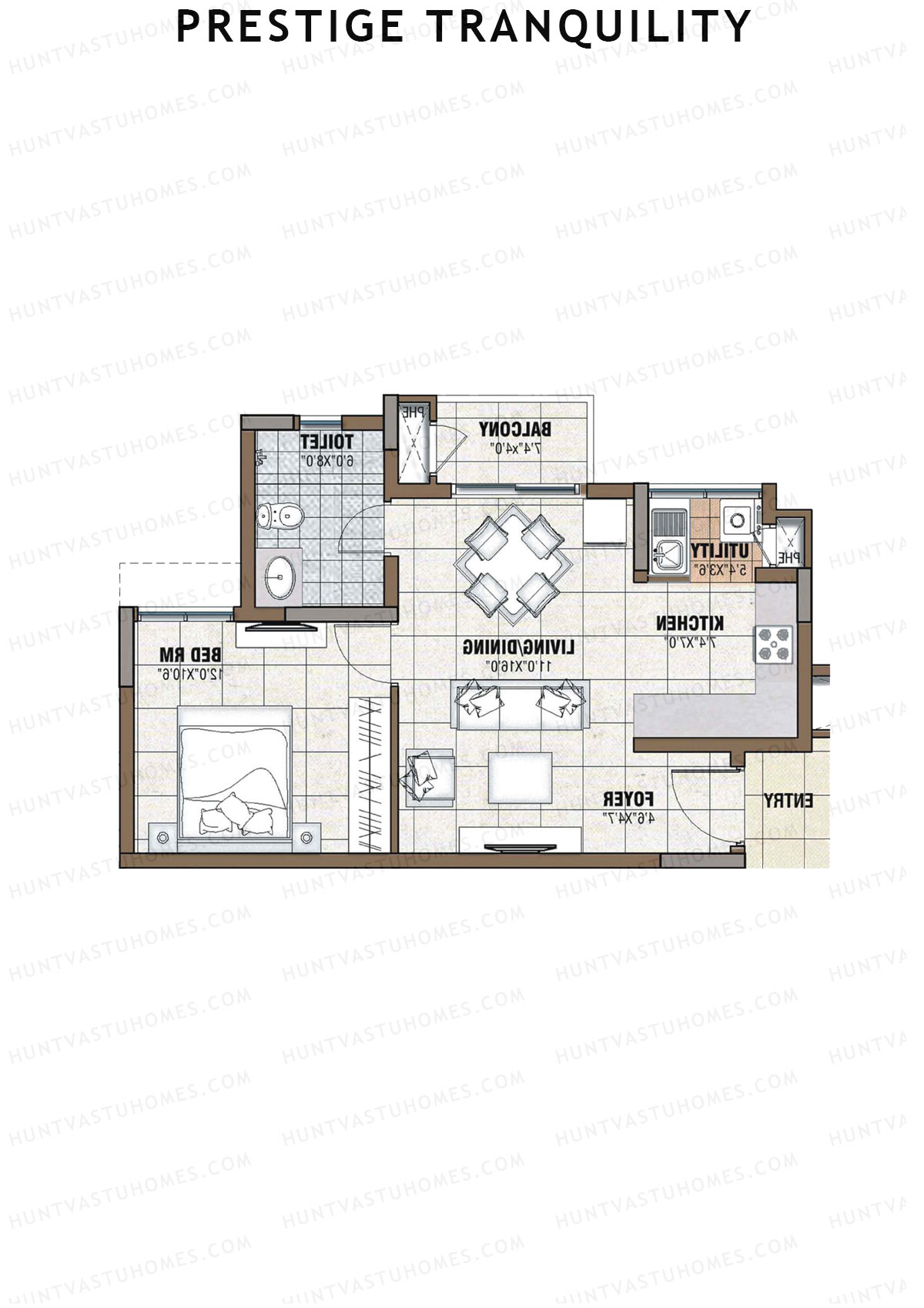 Prestige Tranquility Tower 10 Unit 8 (Type A) Floor Plan