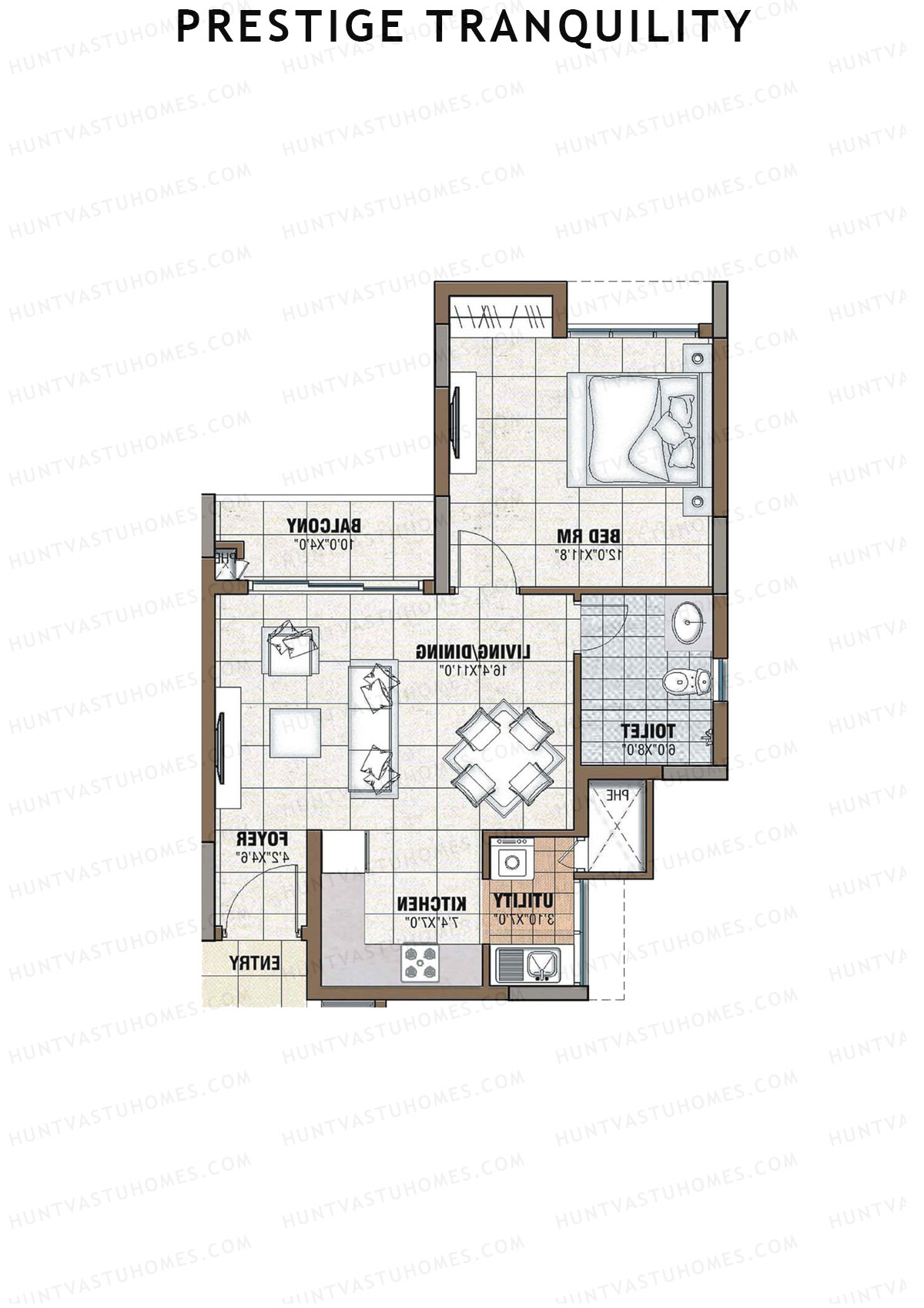 Prestige Tranquility Tower 11 Unit 2 (Type B) Floor Plan