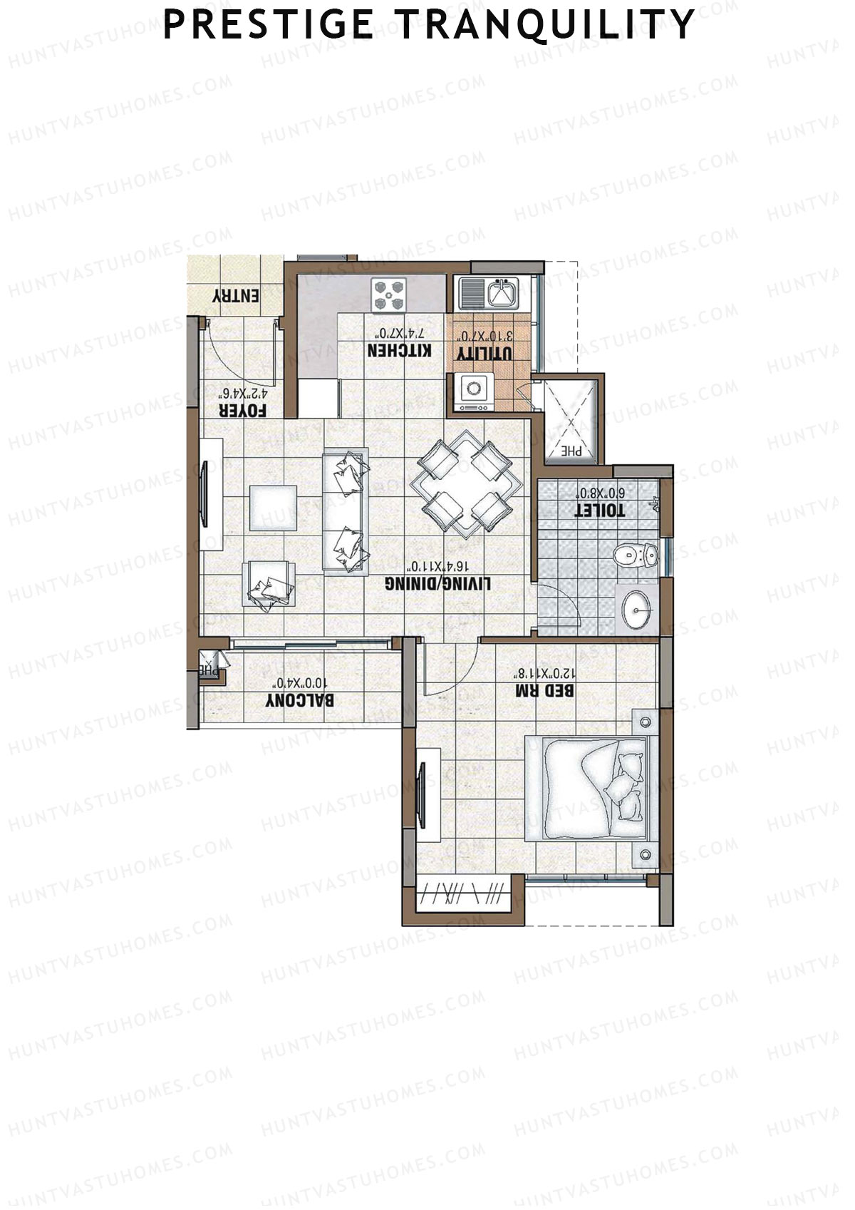 Prestige Tranquility Tower 11 Unit 5 (Type B) Floor Plan