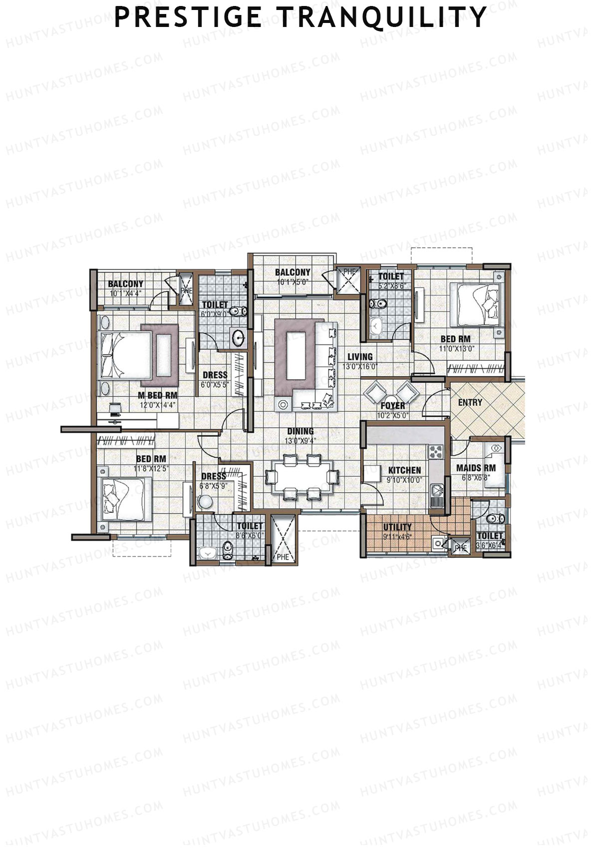 Prestige Tranquility Tower 15 Unit 7 (Type J) Floor Plan