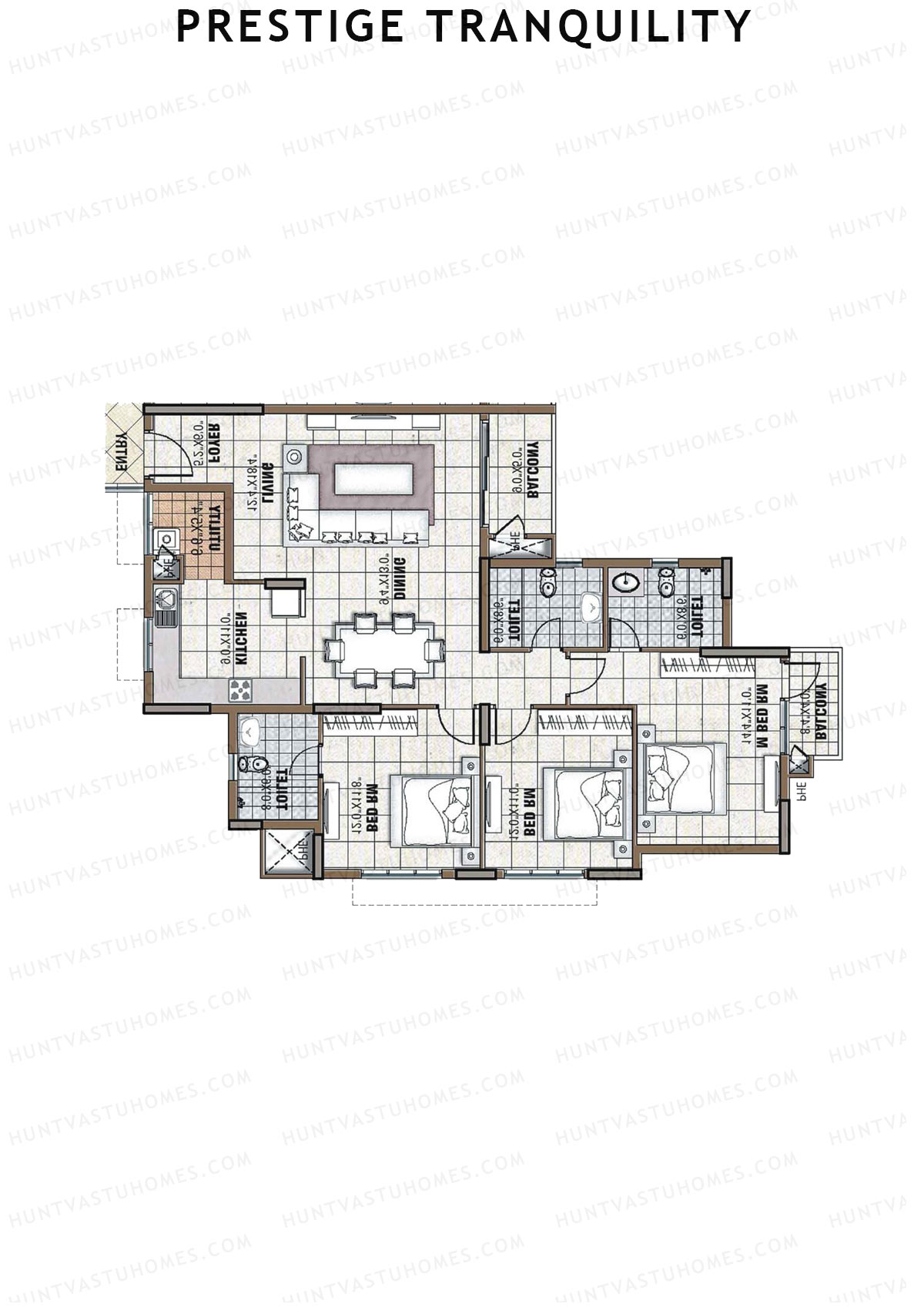 Prestige Tranquility Tower 17 Unit 4 (Type G1) Floor Plan