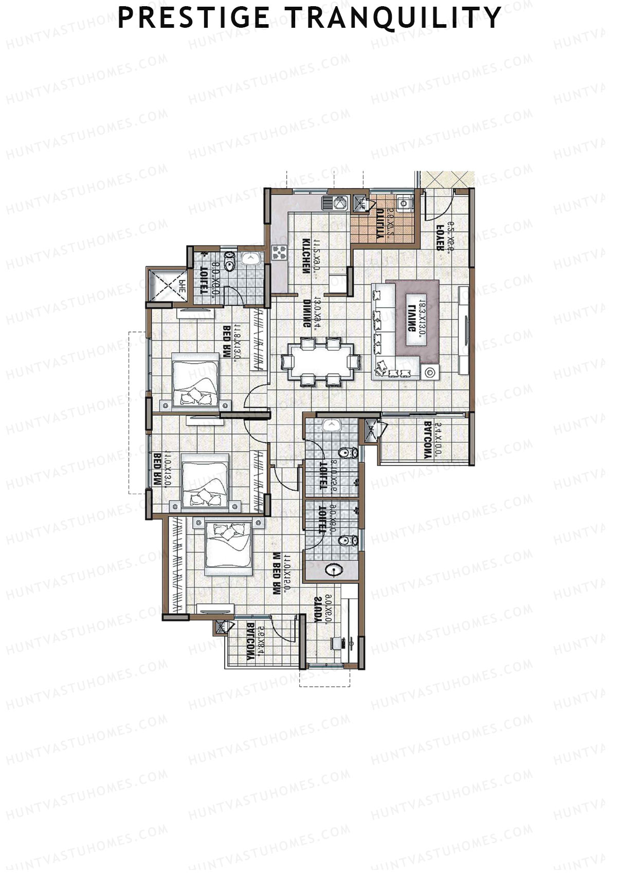 Prestige Tranquility Tower 17 Unit 6 (Type H) Floor Plan