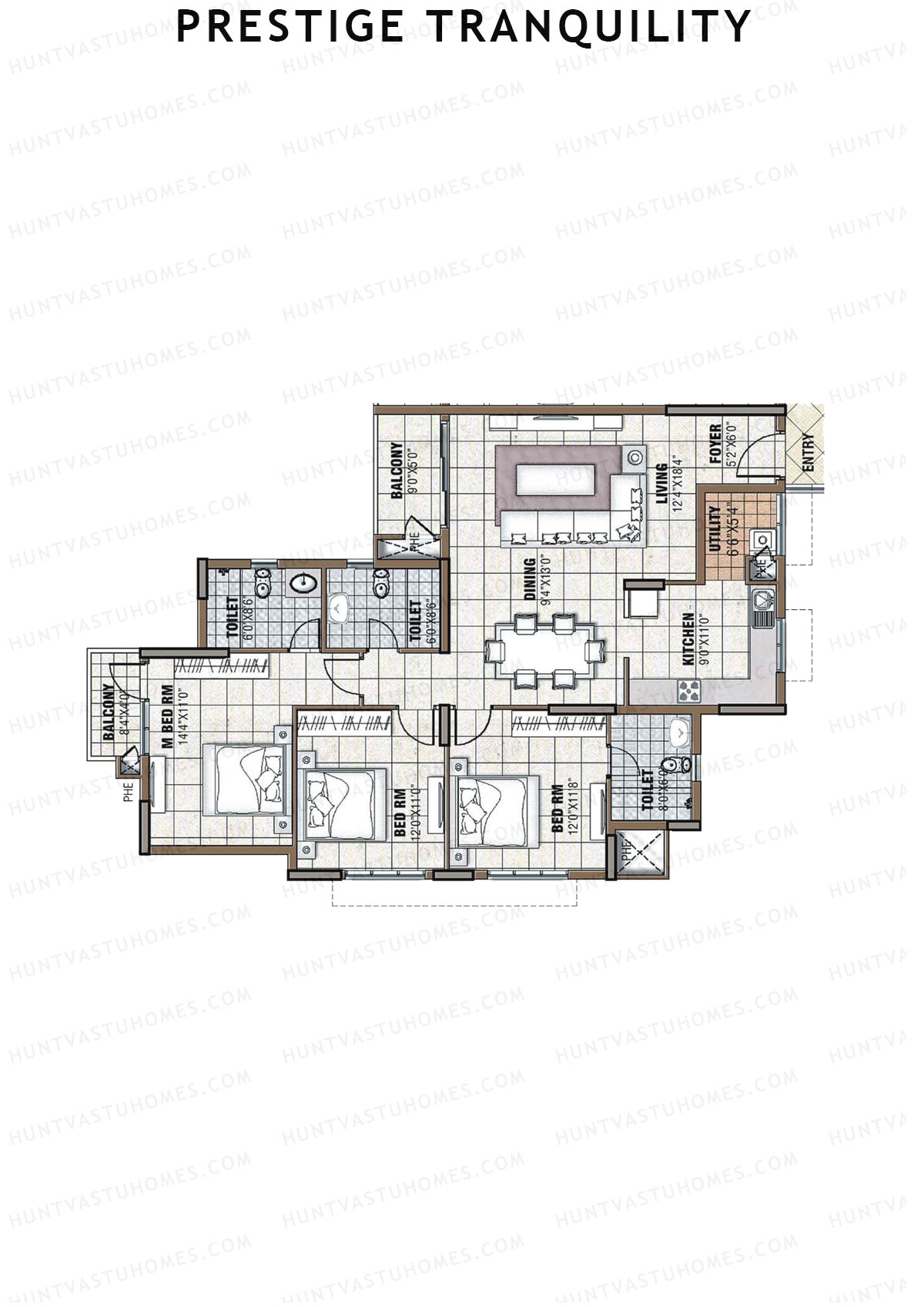 Prestige Tranquility Tower 17 Unit 7 (Type G1) Floor Plan