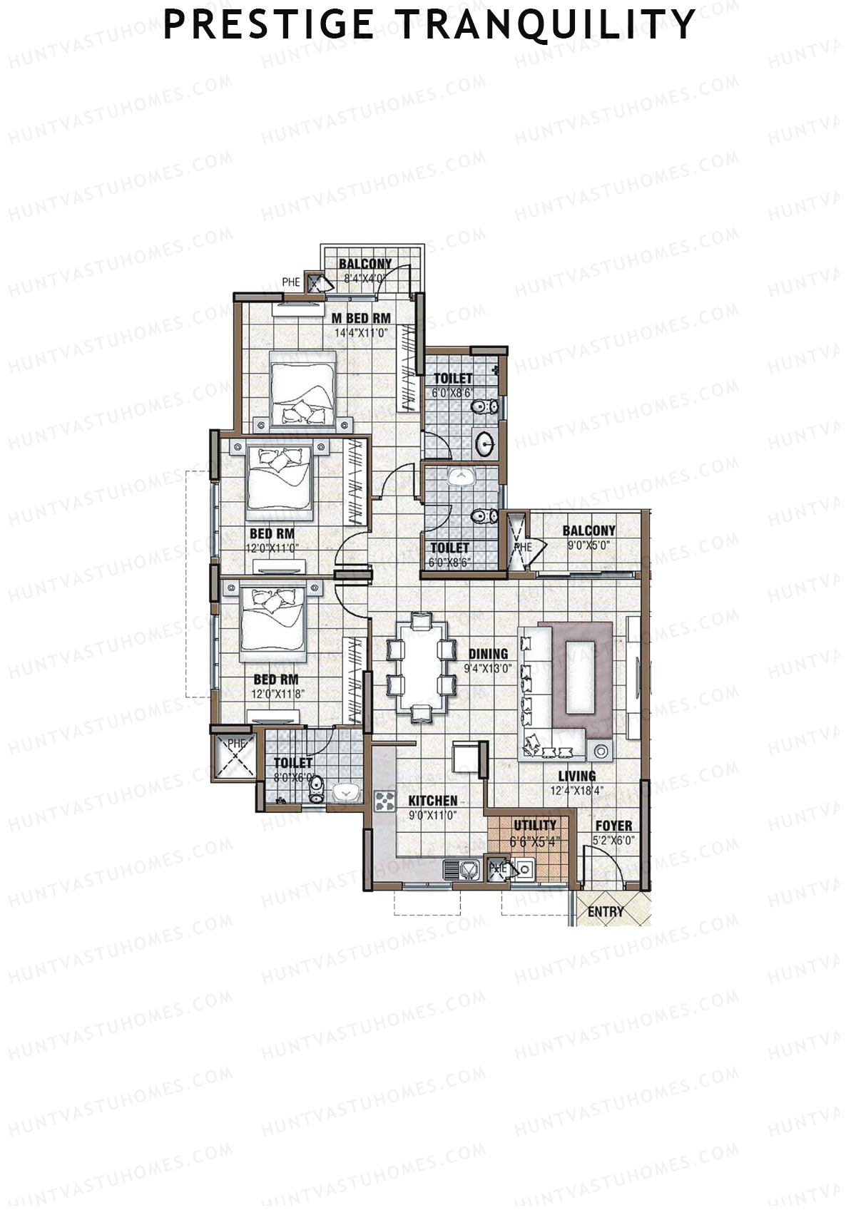 Prestige Tranquility Tower 1 Unit 1 (Type G) Floor Plan