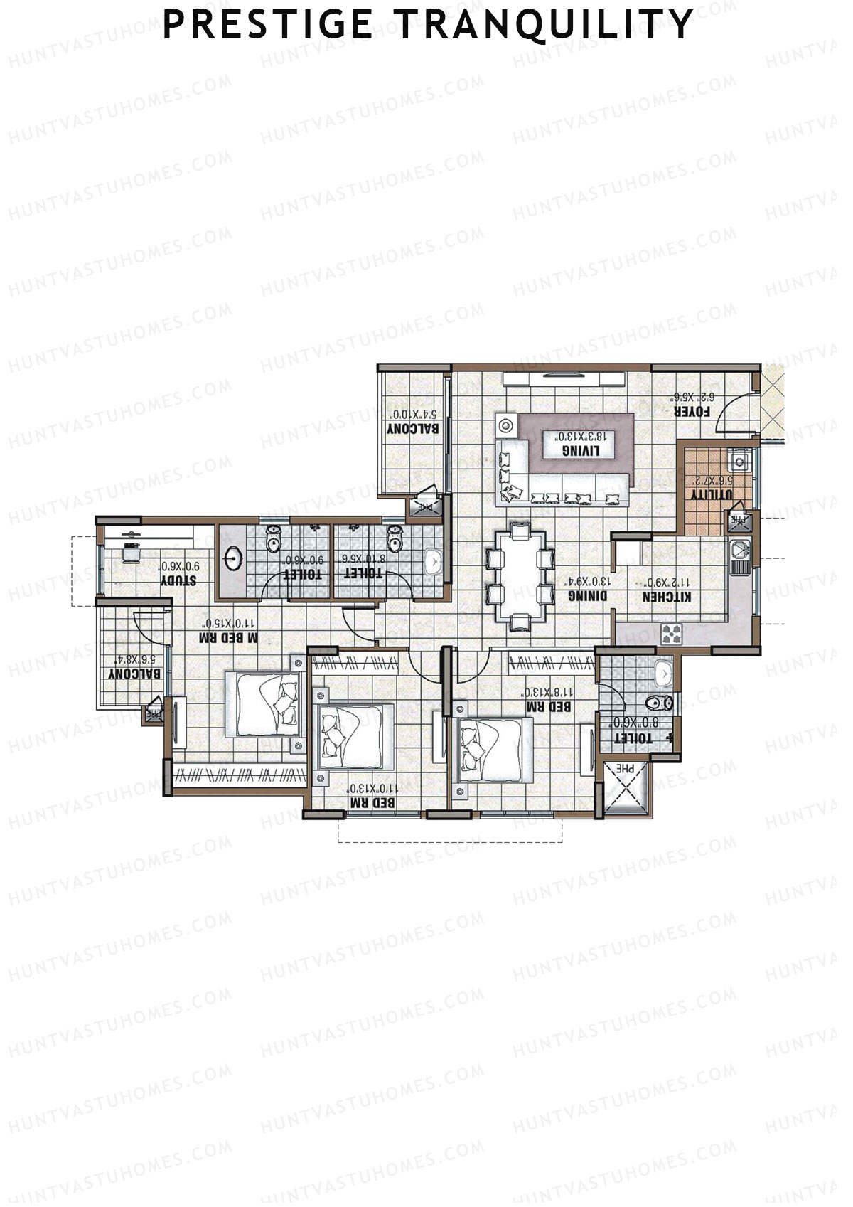Prestige Tranquility Tower 1 Unit 6 (Type H) Floor Plan