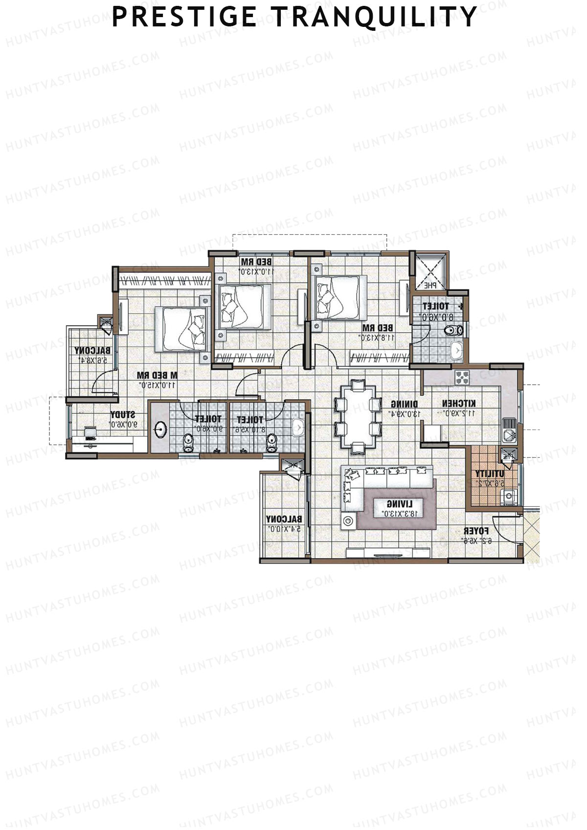 Prestige Tranquility Tower 1 Unit 7 (Type H) Floor Plan