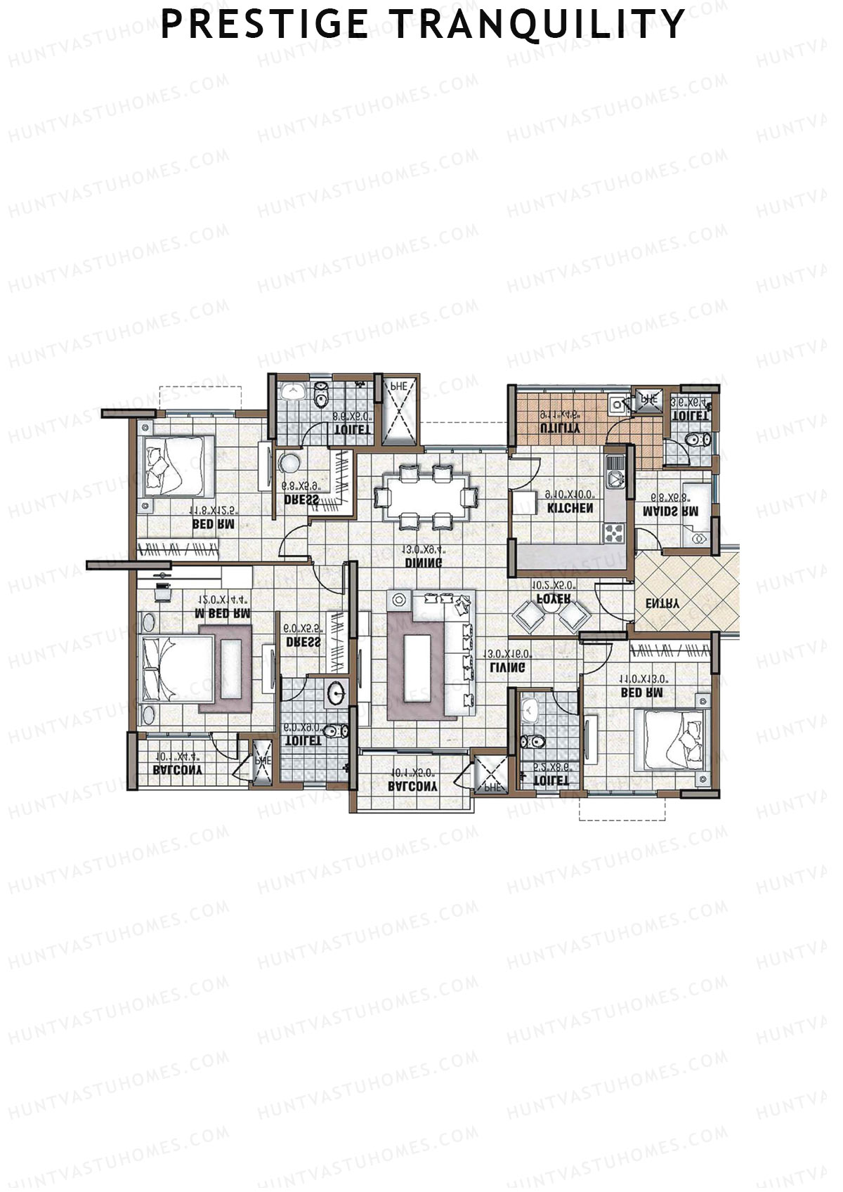 Prestige Tranquility Tower 2 Unit 7 (Type J) Floor Plan