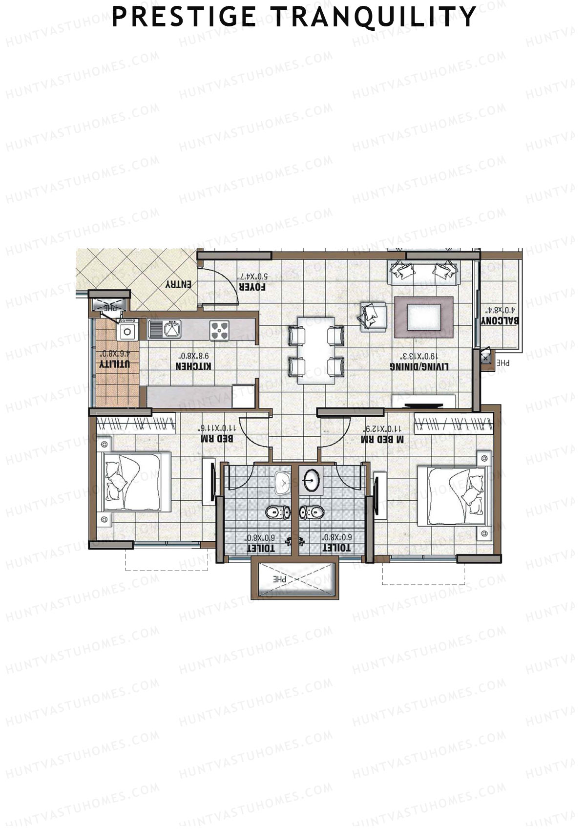 Prestige Tranquility Tower 7 Unit 4 (Type F) Floor Plan
