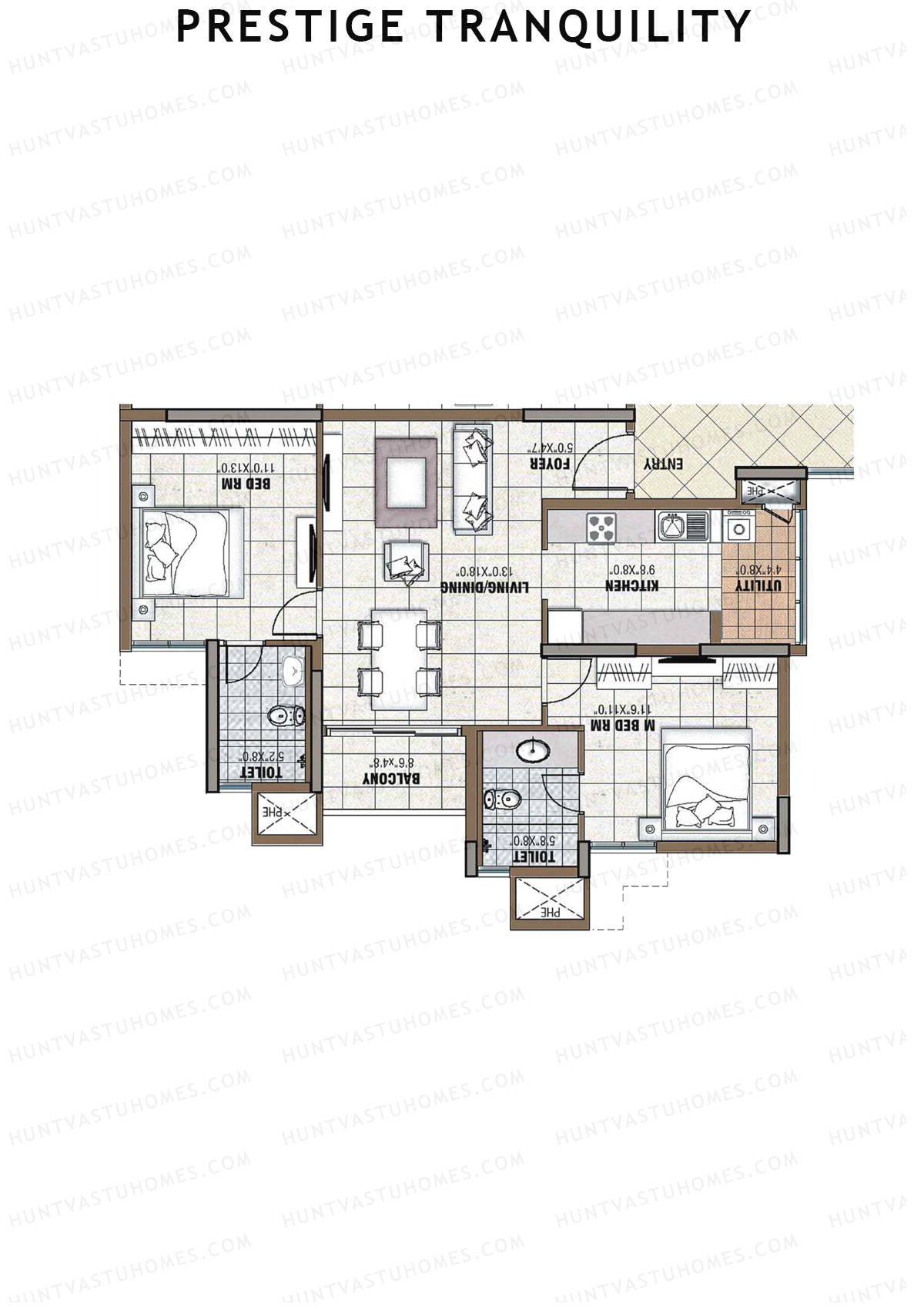 Prestige Tranquility Tower 7 Unit 7 (Type C) Floor Plan