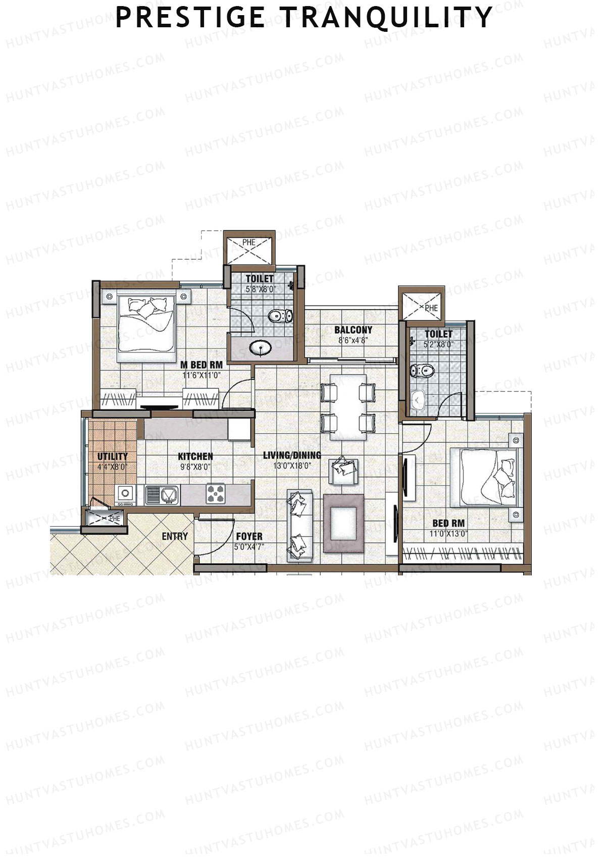 Prestige Tranquility Tower 8 Unit 3 (Type C) Floor Plan