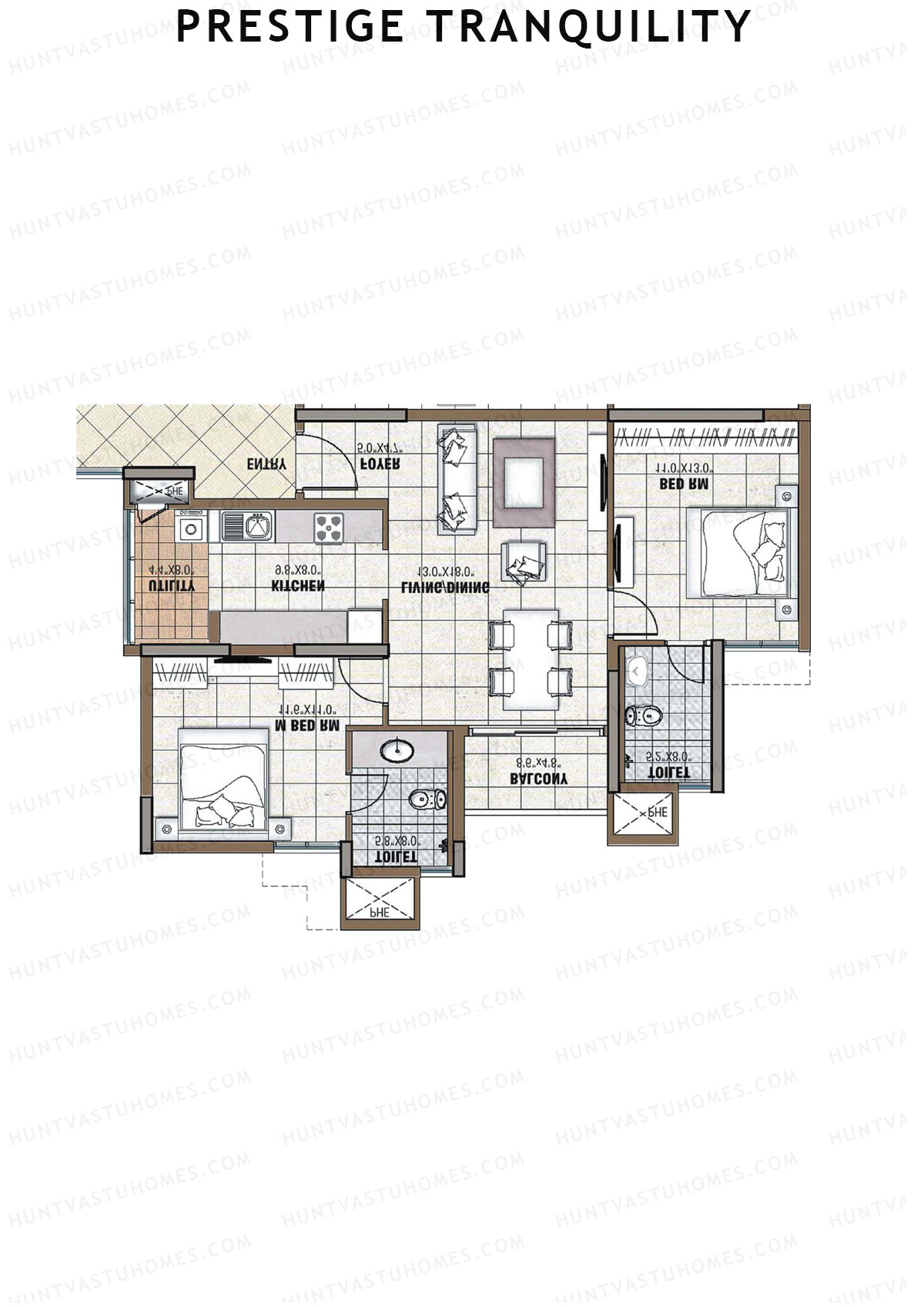 Prestige Tranquility Tower 8 Unit 4 (Type C) Floor Plan