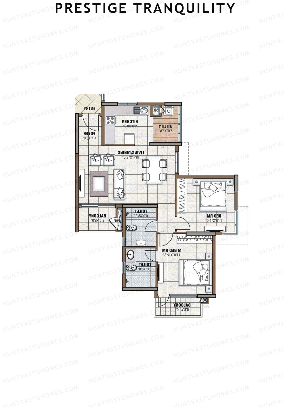 Prestige Tranquility Tower 8 Unit 5 (Type D) Floor Plan