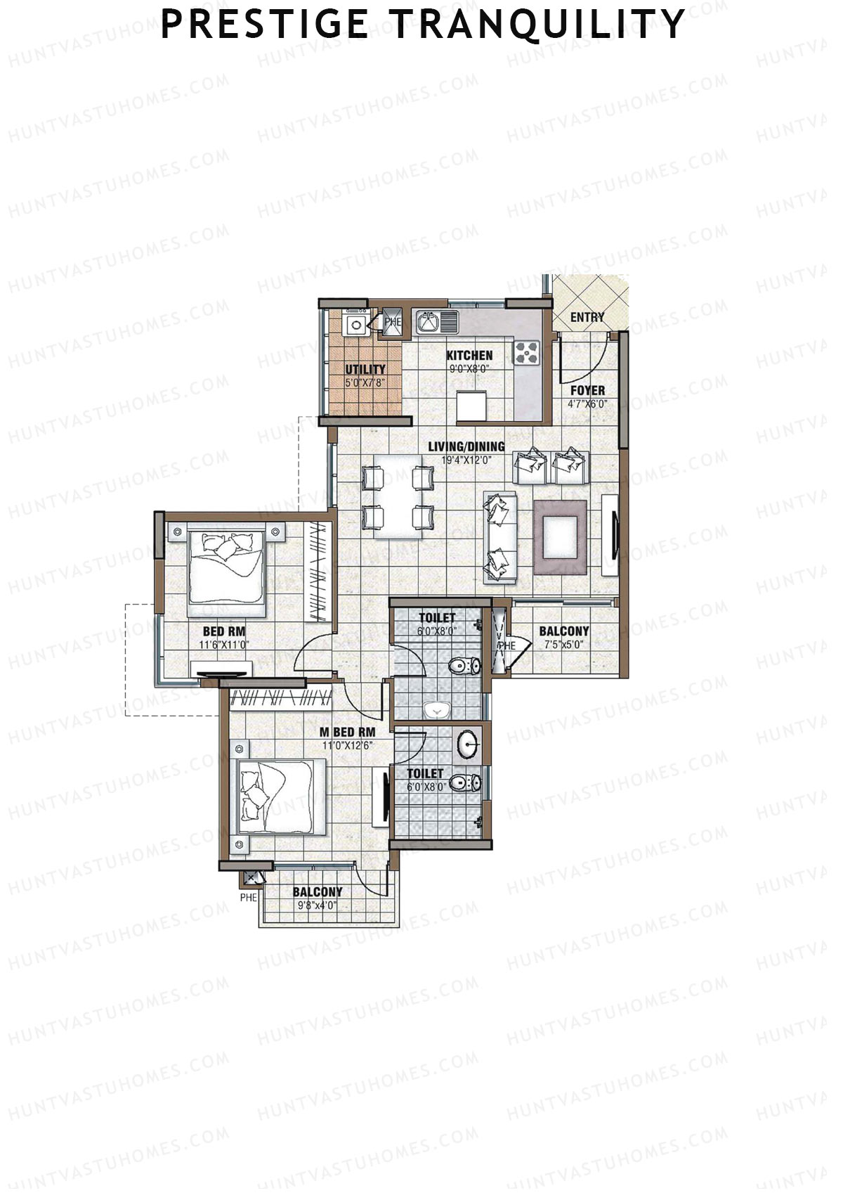 Prestige Tranquility Tower 8 Unit 6 (Type D1) Floor Plan