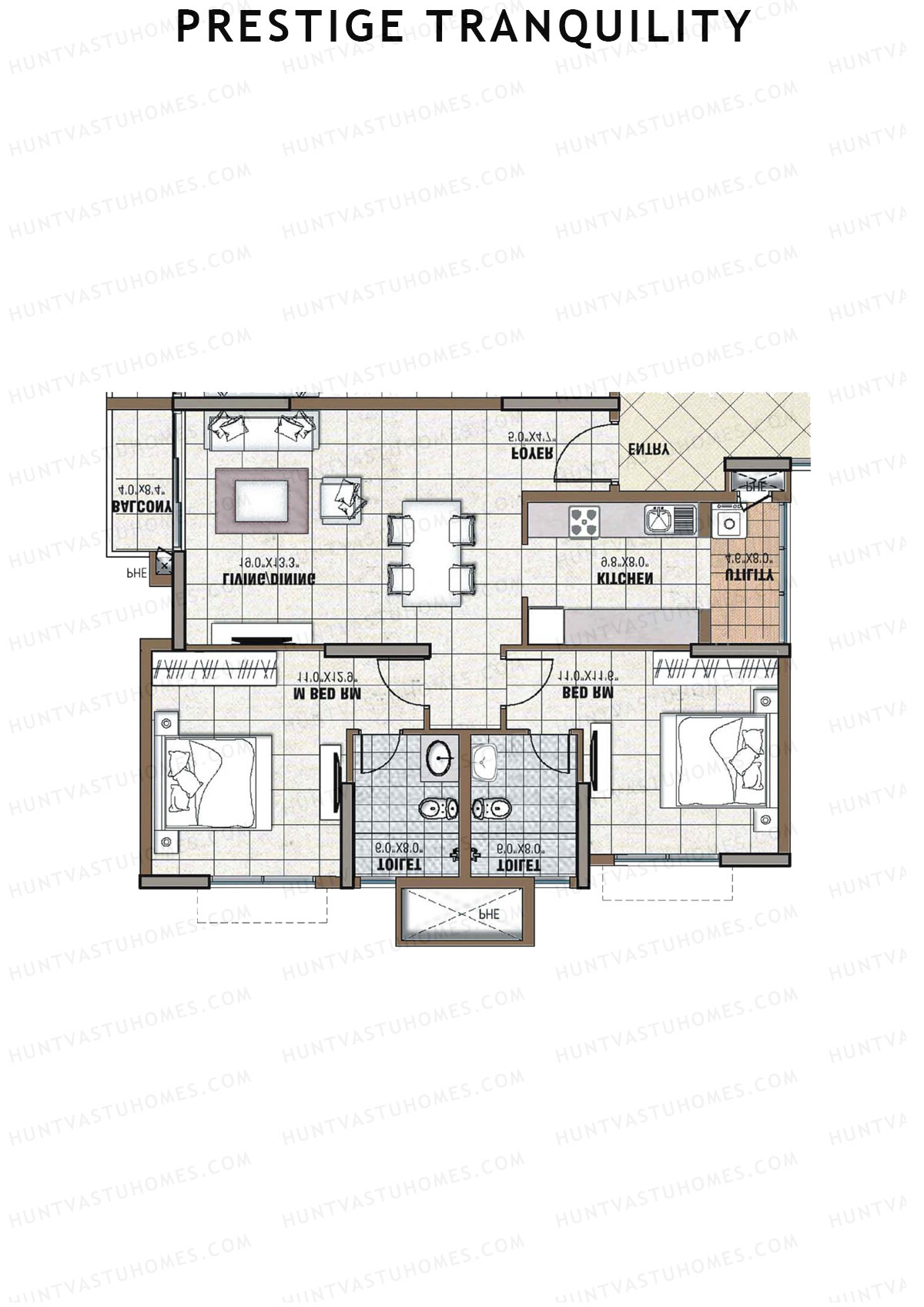 Prestige Tranquility Tower 8 Unit 7 (Type F) Floor Plan