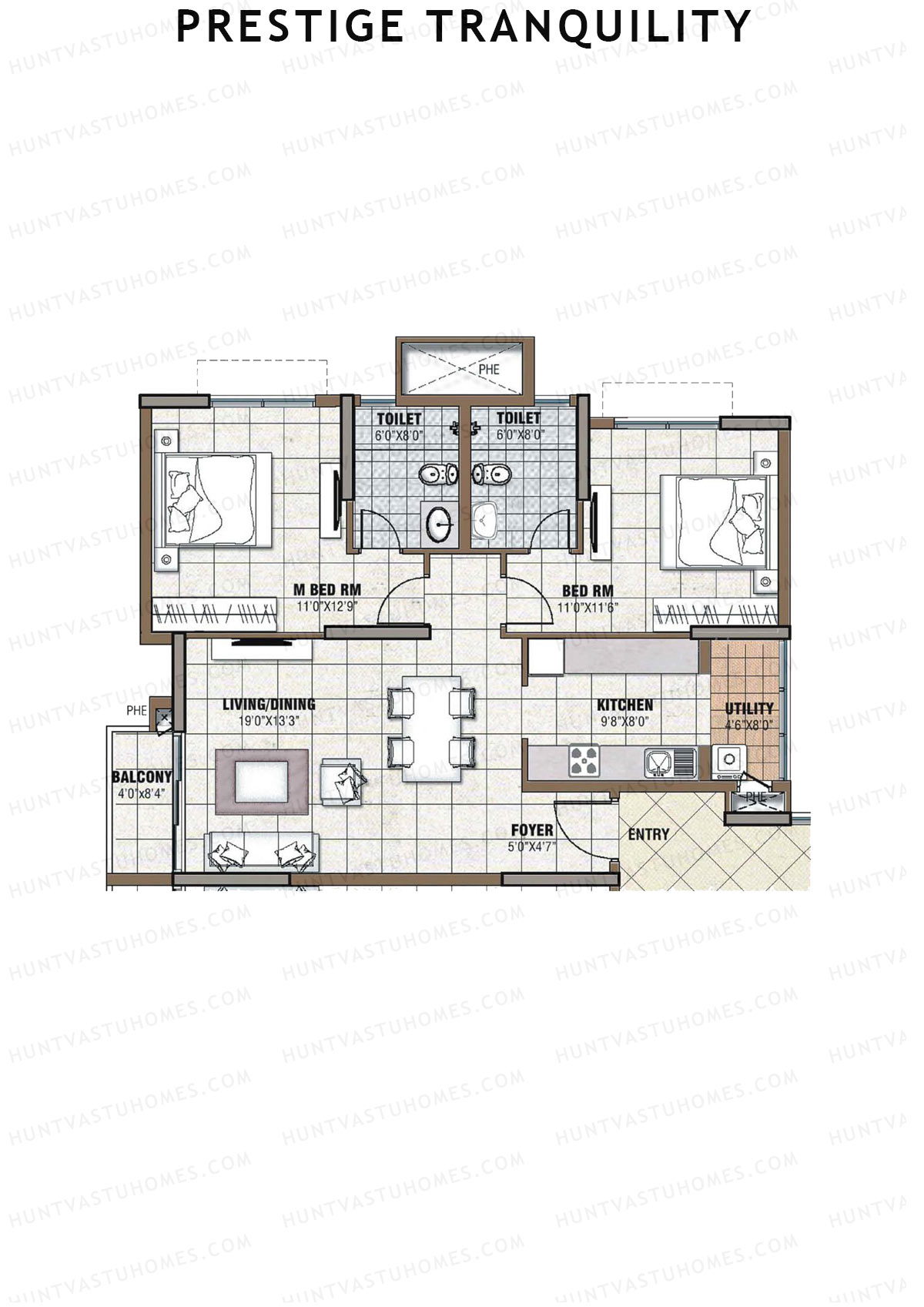 Prestige Tranquility Tower 8 Unit 8 (Type F) Floor Plan