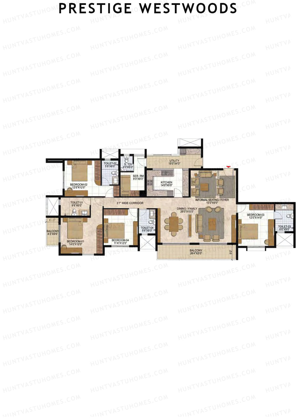 Prestige Westwoods Tower 1 Unit 1 (Type N) Floor Plan