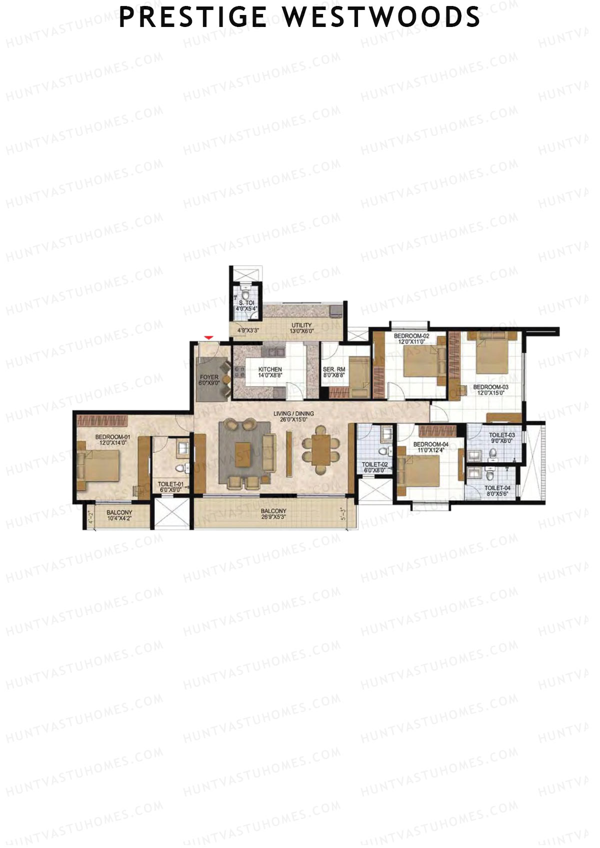Prestige Westwoods Tower 1 Unit 3 (Type L) Floor Plan