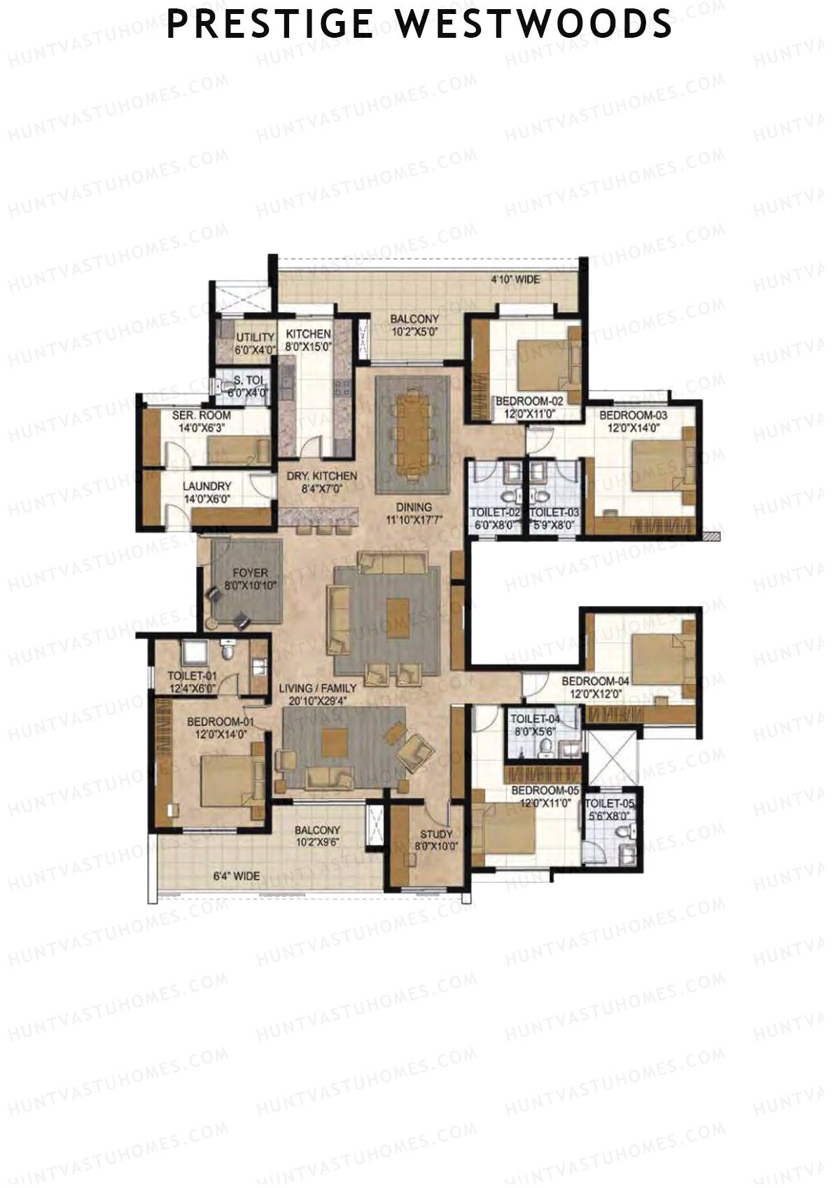 Prestige Westwoods Tower 2 Unit 2 (Penthouse) Floor Plan