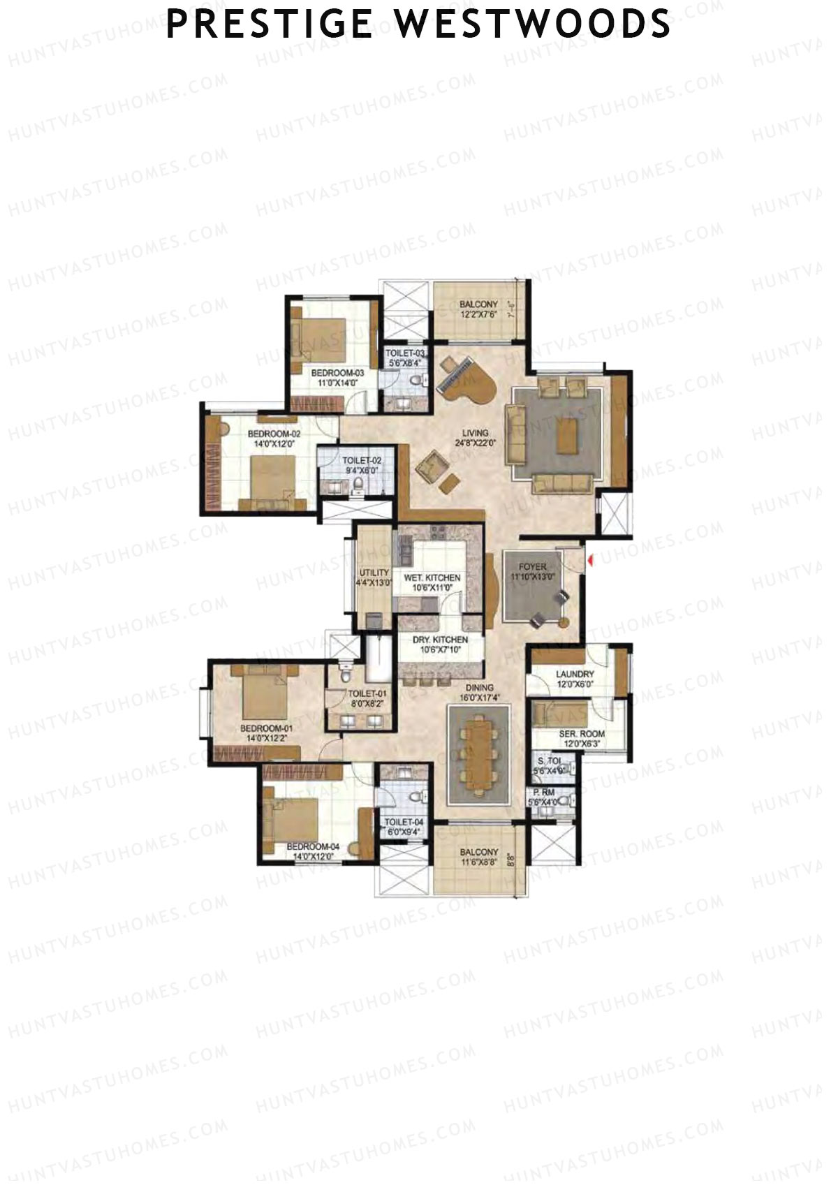 Prestige Westwoods Tower 5 Unit 5 (Penthouse) Floor Plan