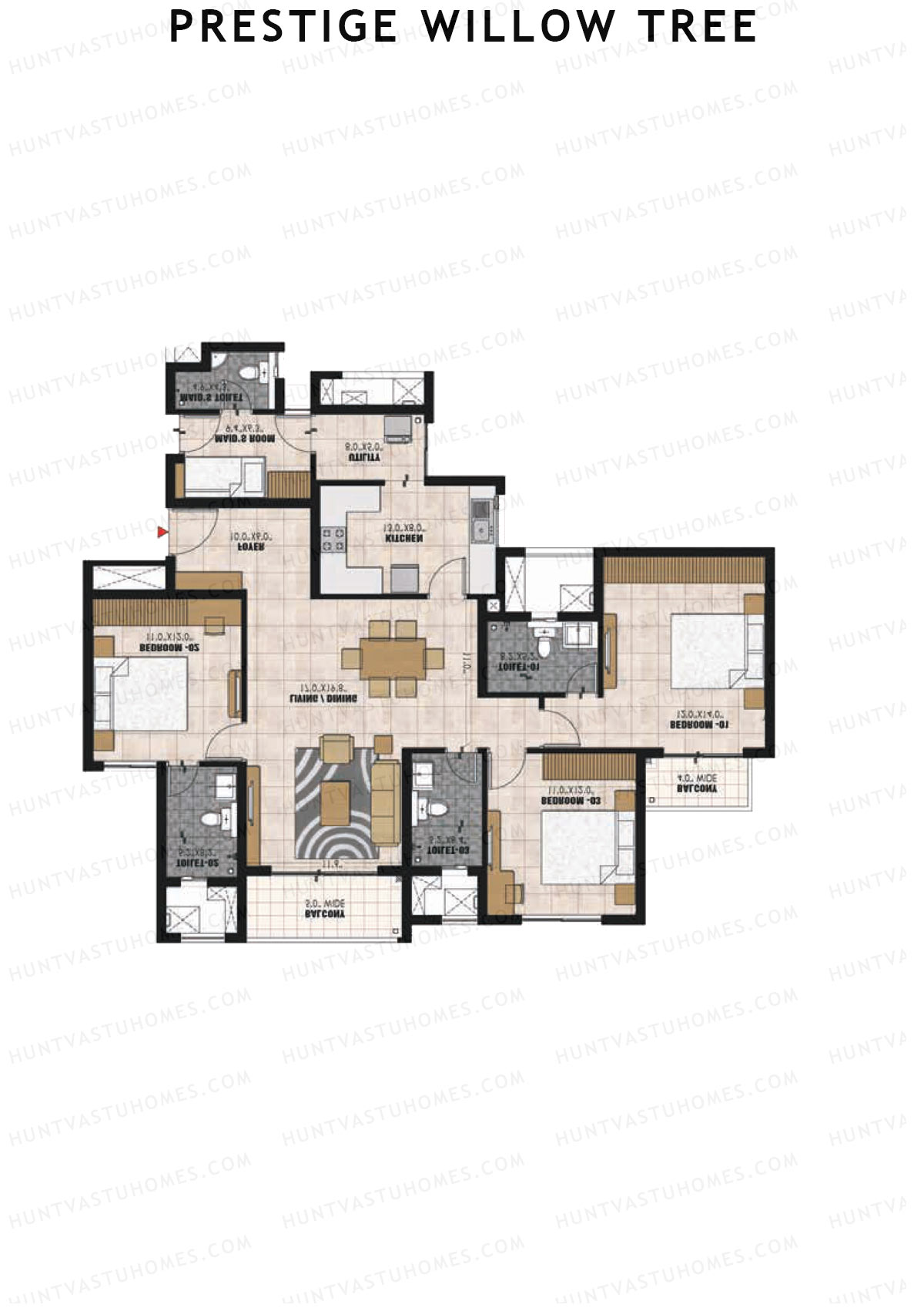 Prestige Willow Tree Tower 1 Unit 3 (Type G) Floor Plan
