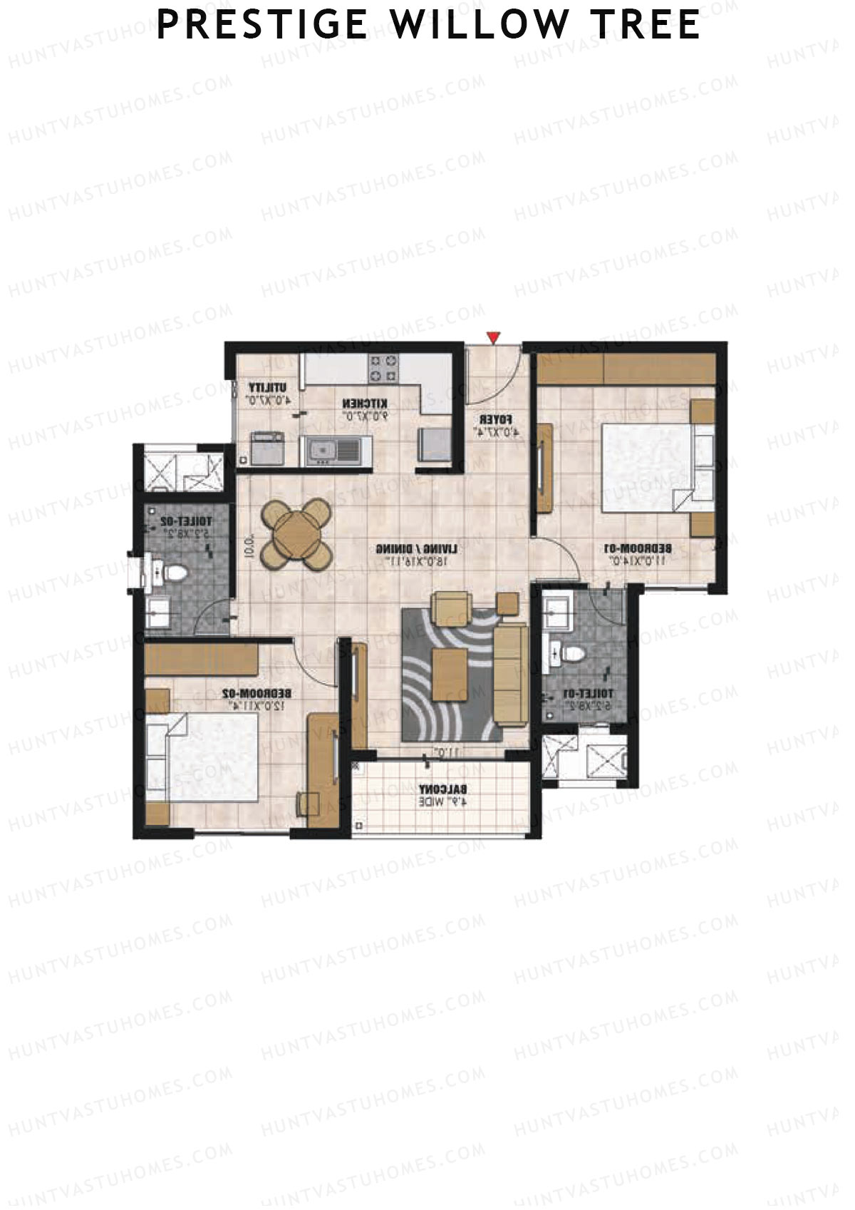 Prestige Willow Tree Tower 1 Unit 4 (Type C) Floor Plan
