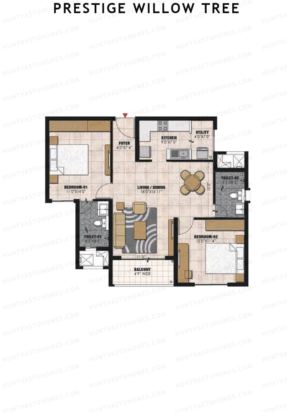 Prestige Willow Tree Tower 1 Unit 5 (Type C) Floor Plan