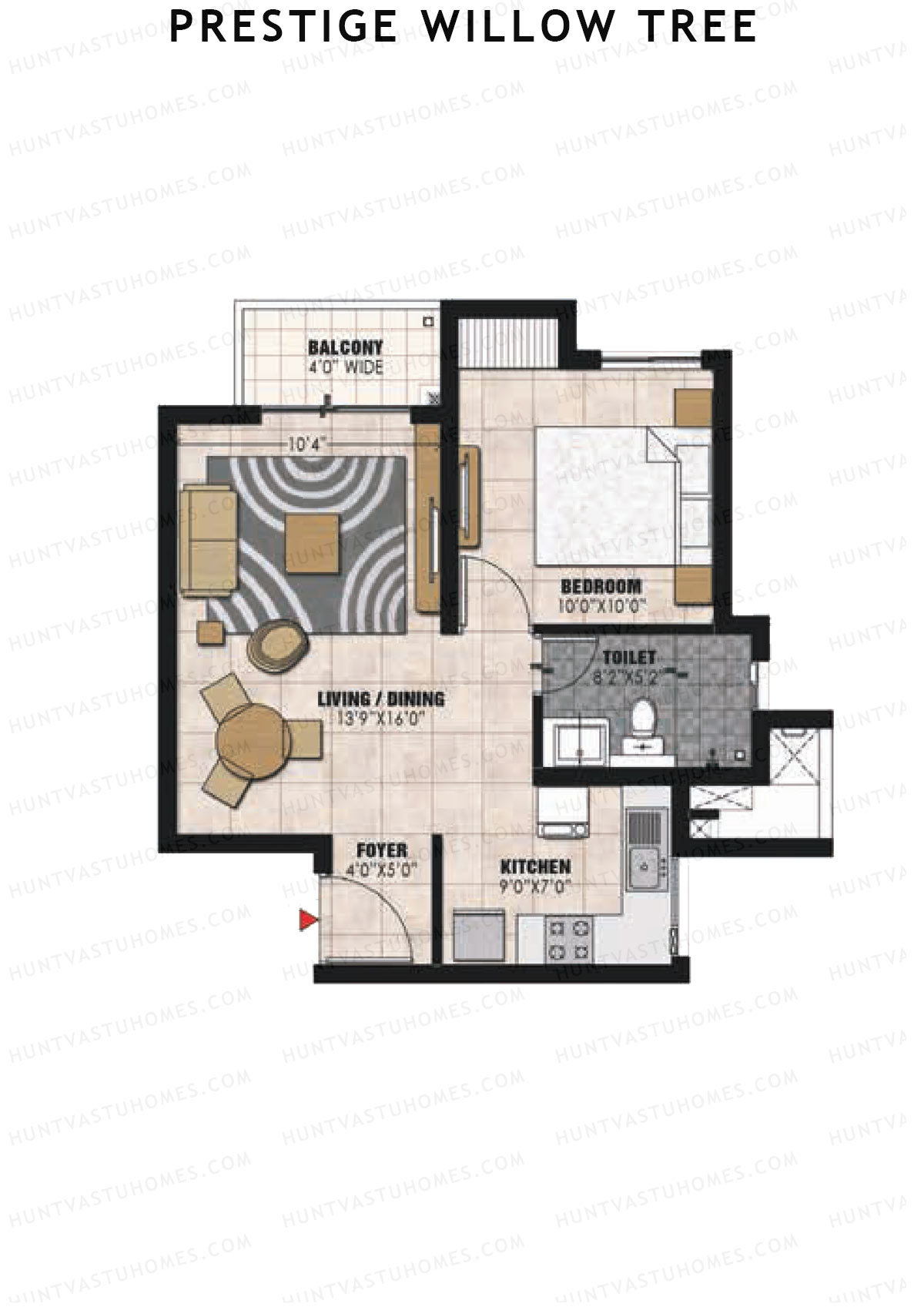 Prestige Willow Tree Tower 1 Unit 8 (Type B) Floor Plan