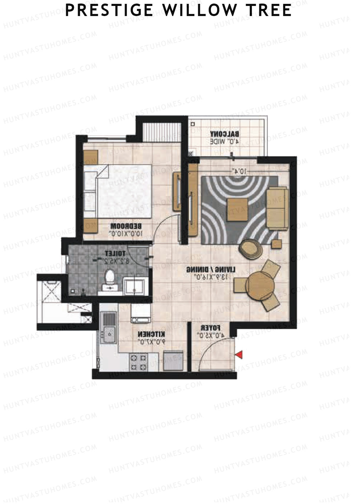 Prestige Willow Tree Tower 2 Unit 1 (Type B) Floor Plan