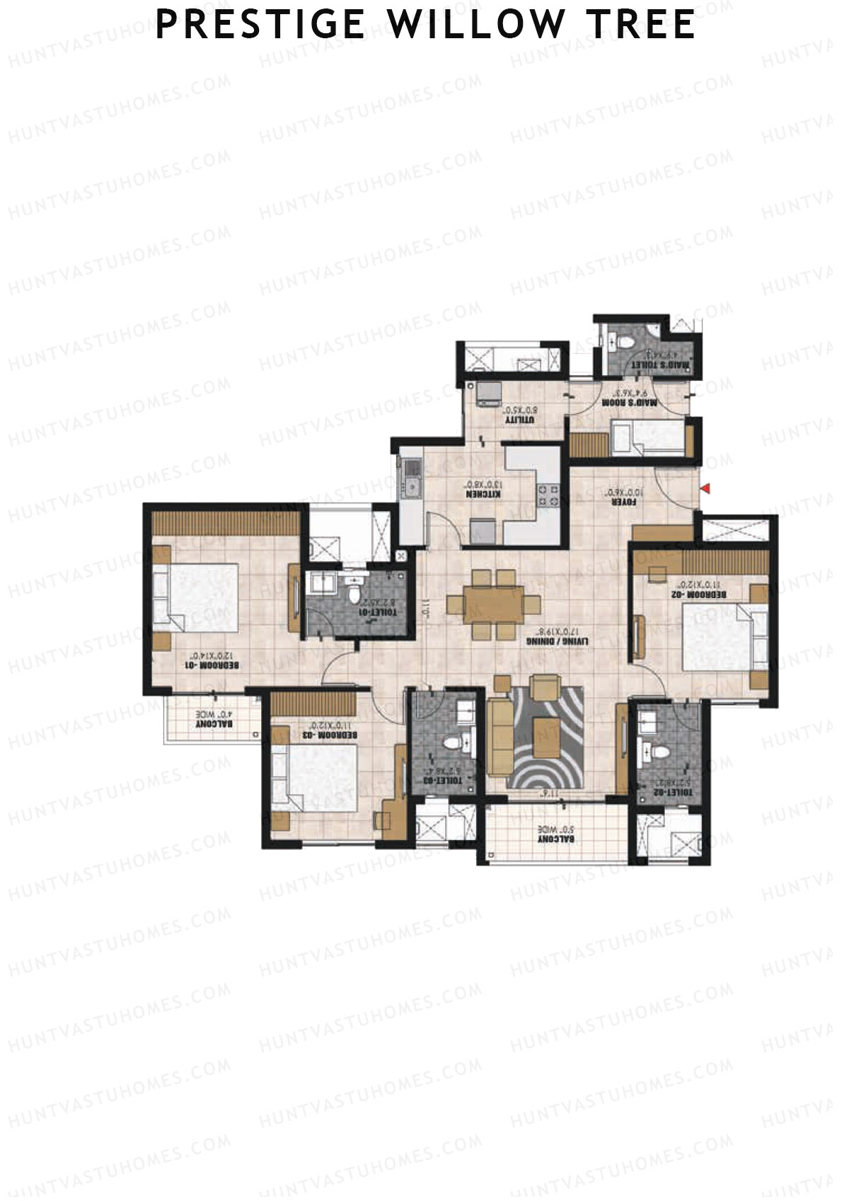 Prestige Willow Tree Tower 2 Unit 6 (Type G) Floor Plan