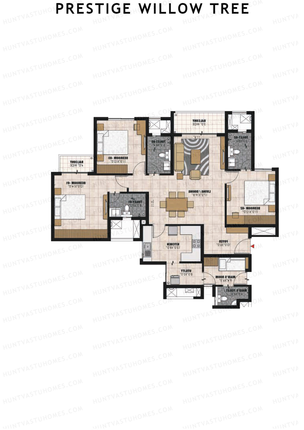 Prestige Willow Tree Tower 2 Unit 7 (Type G) Floor Plan