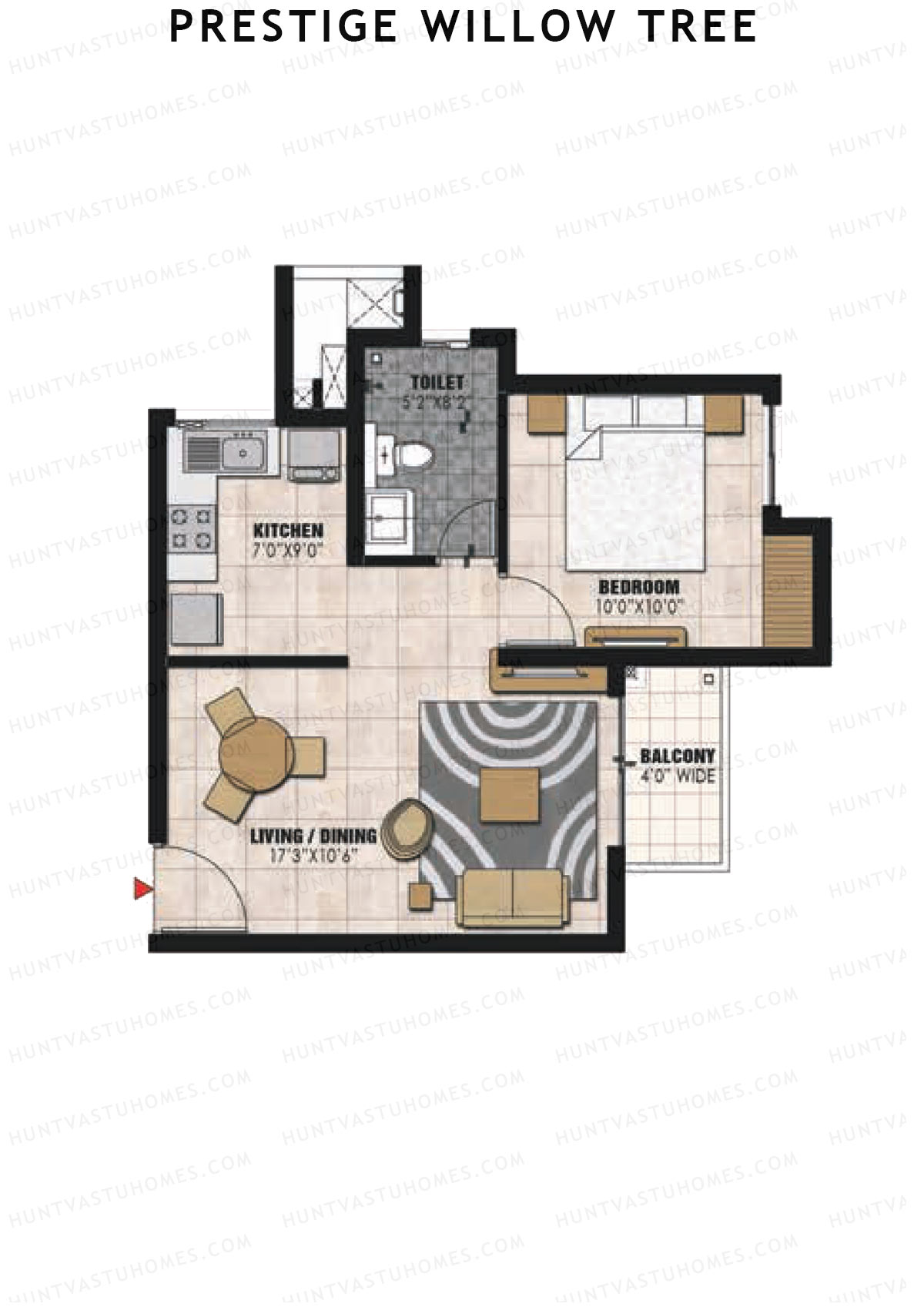 Prestige Willow Tree Tower 3 Unit 1 (Type A) Floor Plan