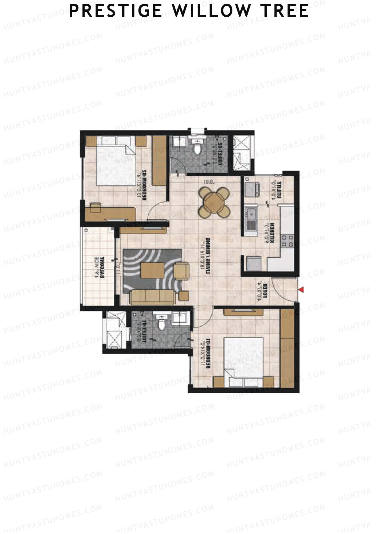 Prestige Willow Tree Tower 3 Unit 4 (Type C) Floor Plan