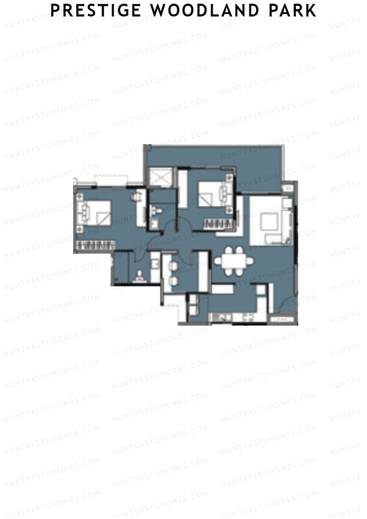 Prestige Woodland Park Tower 2 Unit 1 (Type B2) Floor Plan