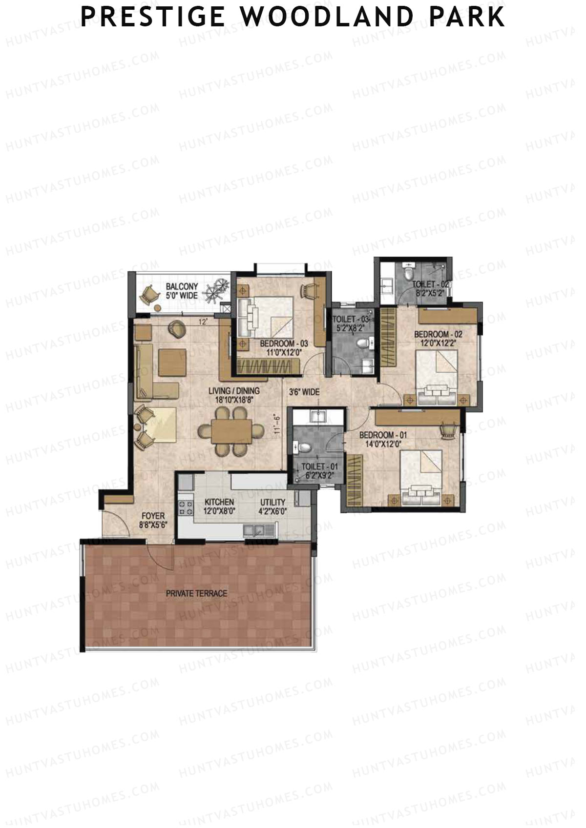 Prestige Woodland Park Tower 2  Floor Plan