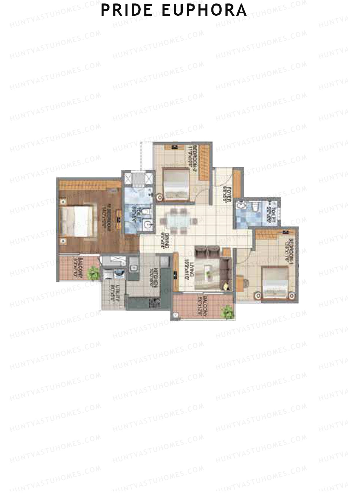 Pride Euphora Tower A Unit 3 Floor Plan