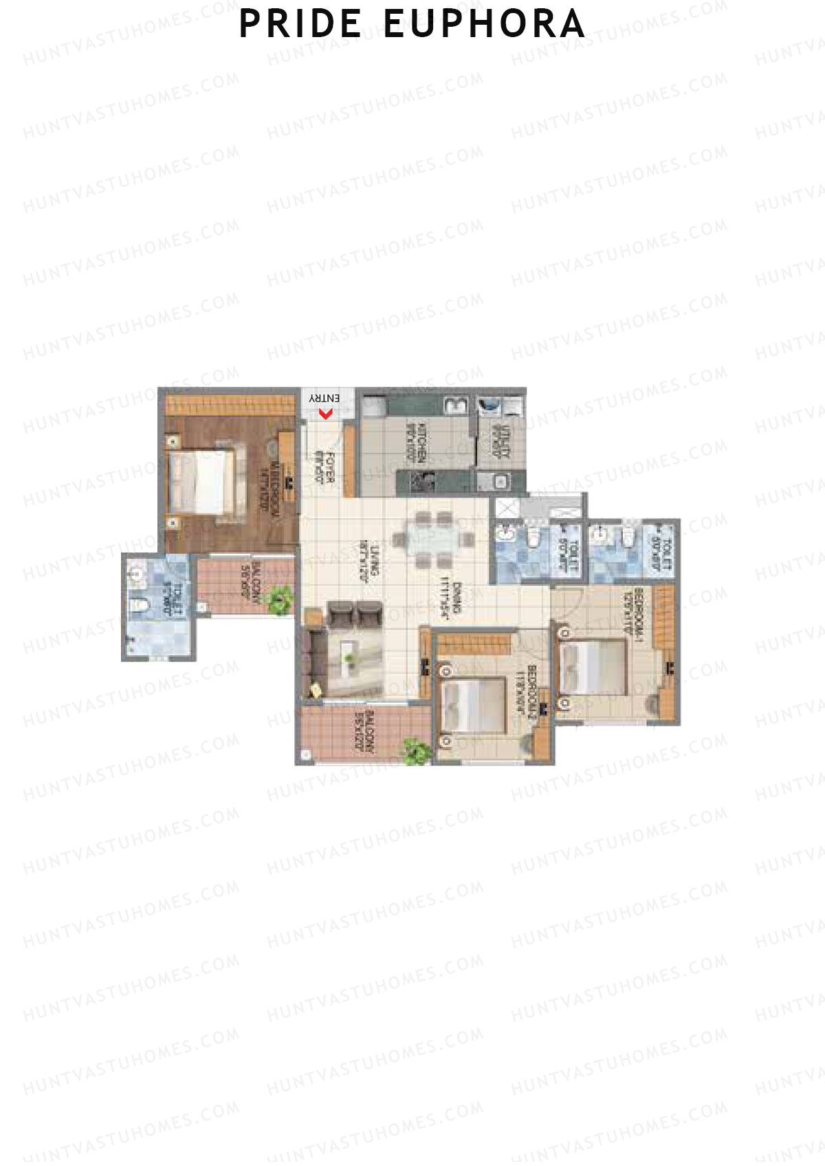 Pride Euphora Tower B Unit 2 Floor Plan