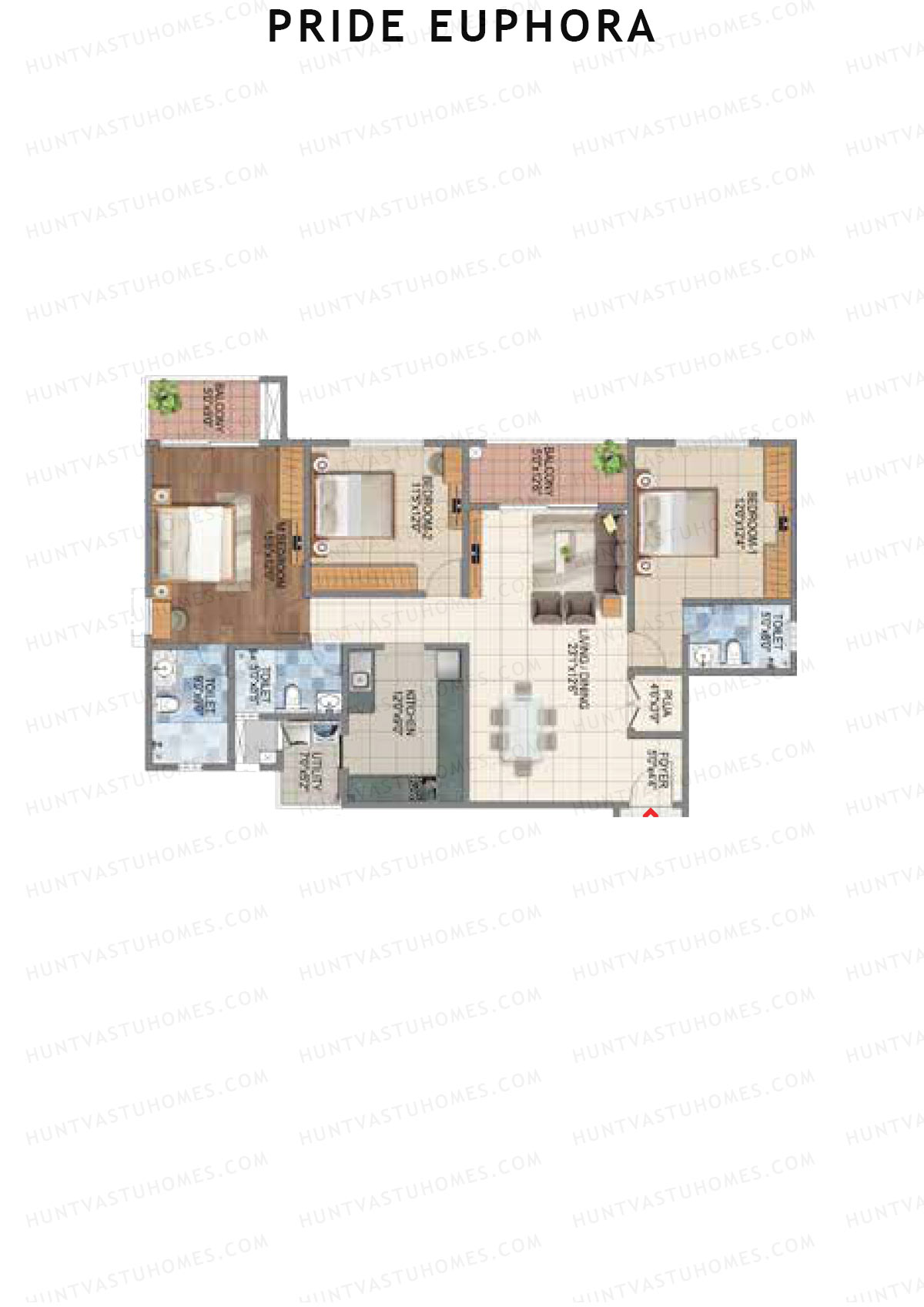 Pride Euphora Tower B Unit 4 Floor Plan
