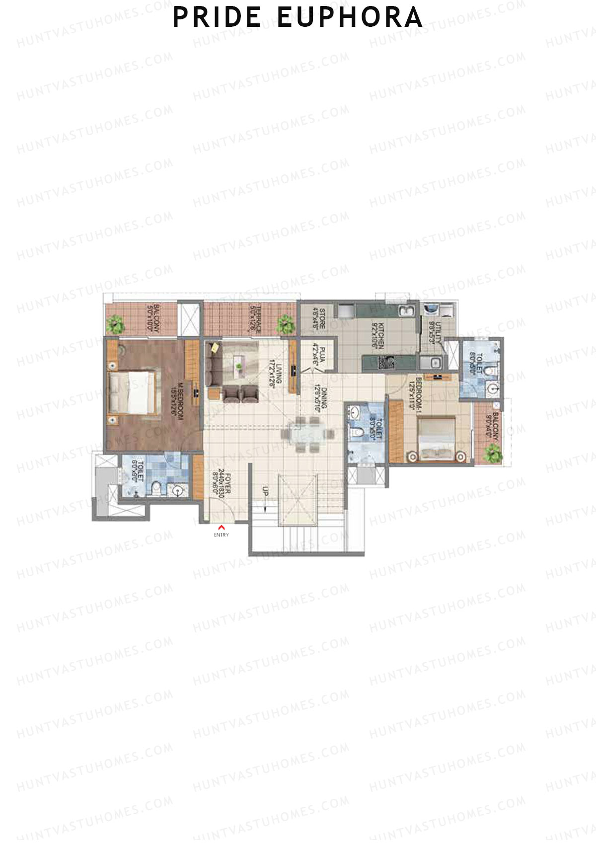 Pride Euphora Tower C Unit 1 TYPE PH LW(Penthouse) Floor Plan