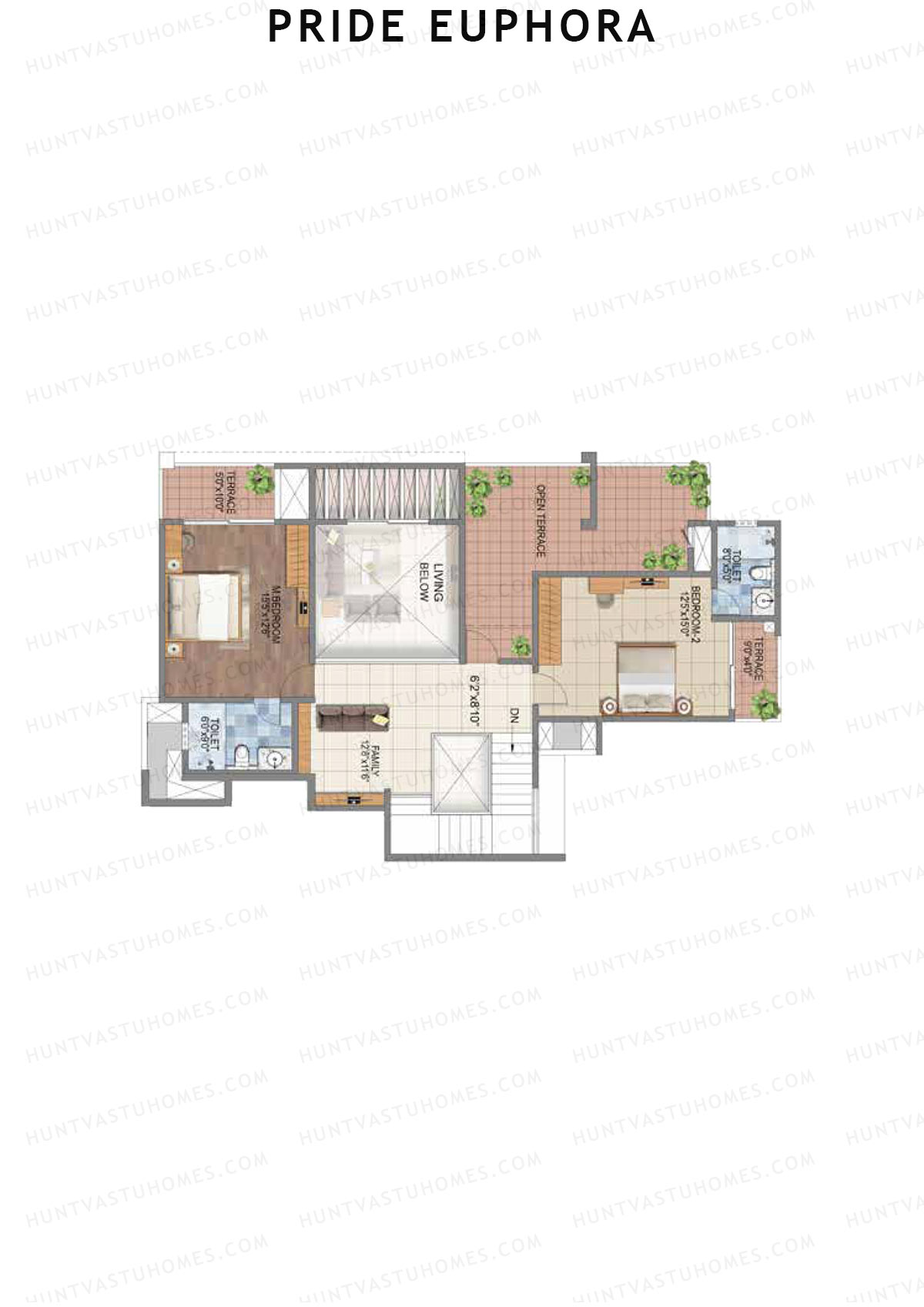 Pride Euphora Tower C Unit 1 TYPE PH LW(Penthouse) Floor Plan