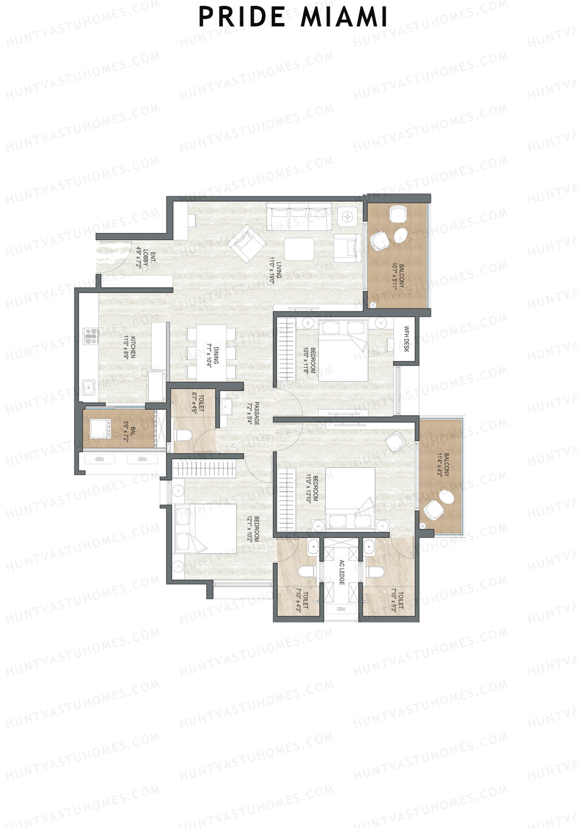 Pride Miami Tower A1 Unit 1 Floor Plan