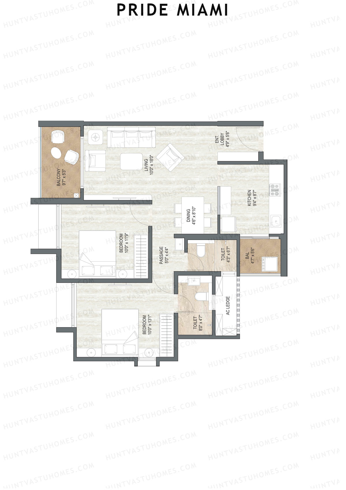 Pride Miami Tower A1 Unit 2 Floor Plan
