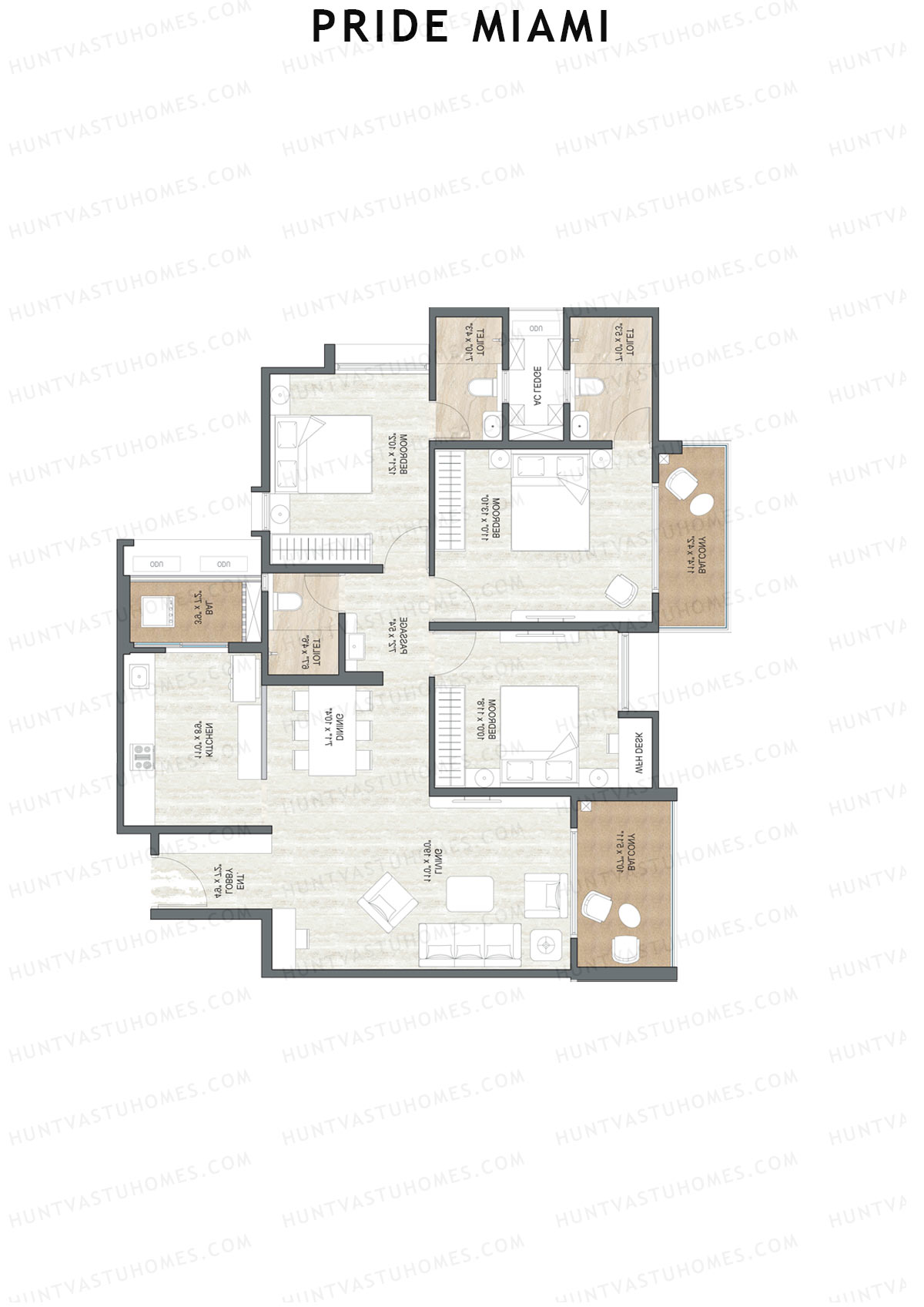 Pride Miami Tower A1 Unit 6 Floor Plan