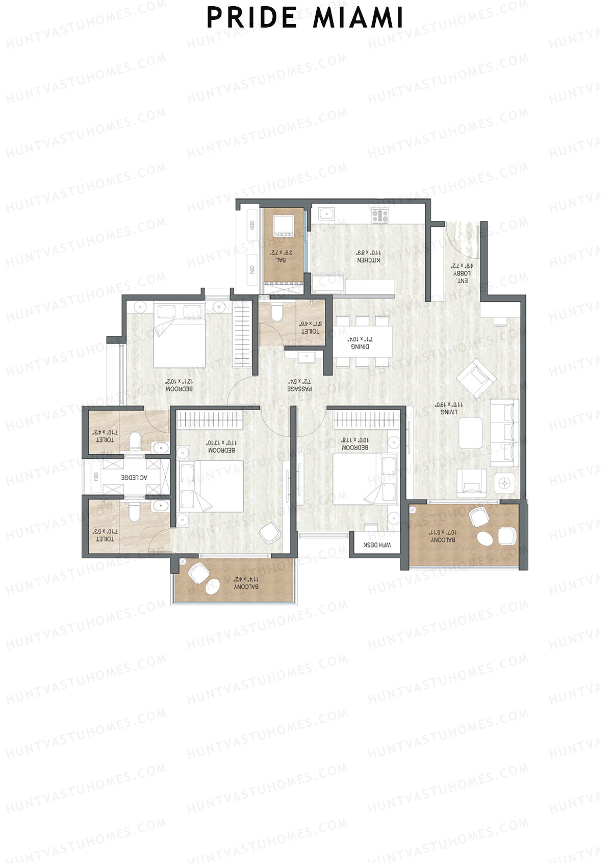 Pride Miami Tower A2 Unit 1 Floor Plan